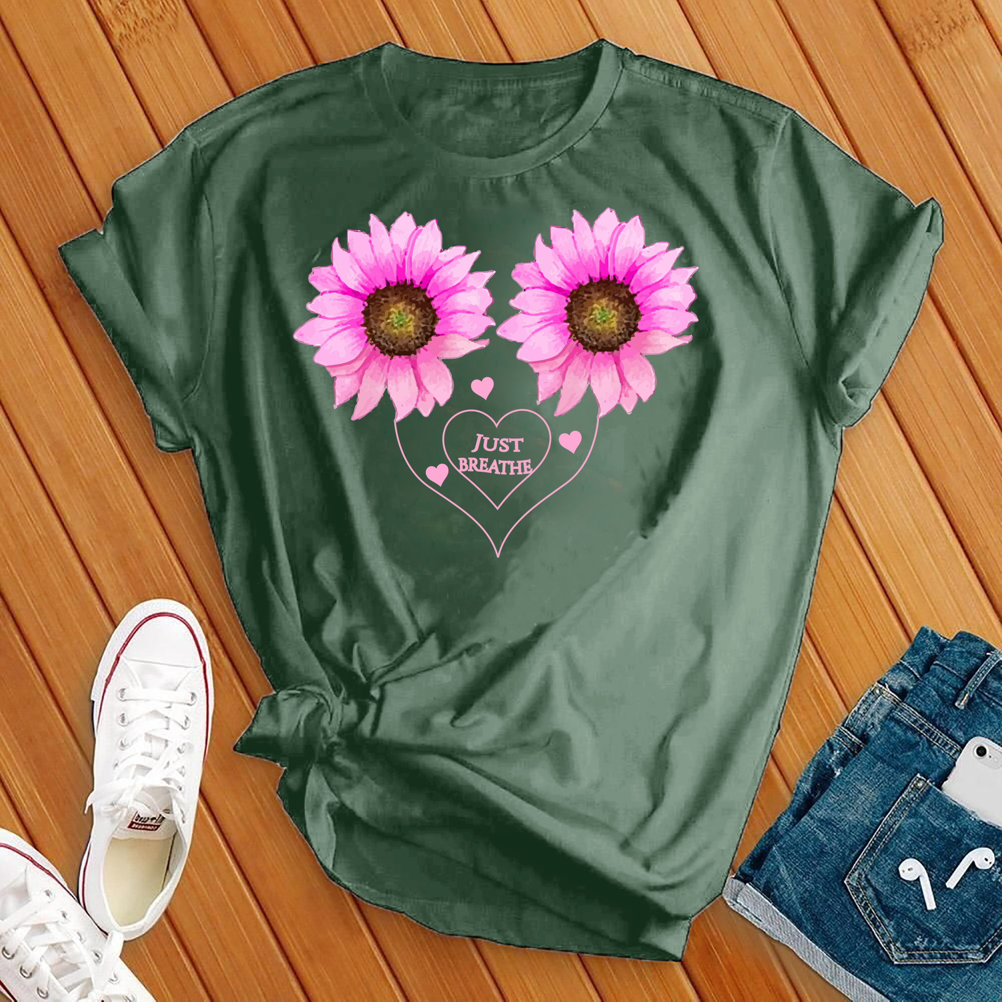 Just Breathe Sunflower Heart Tee