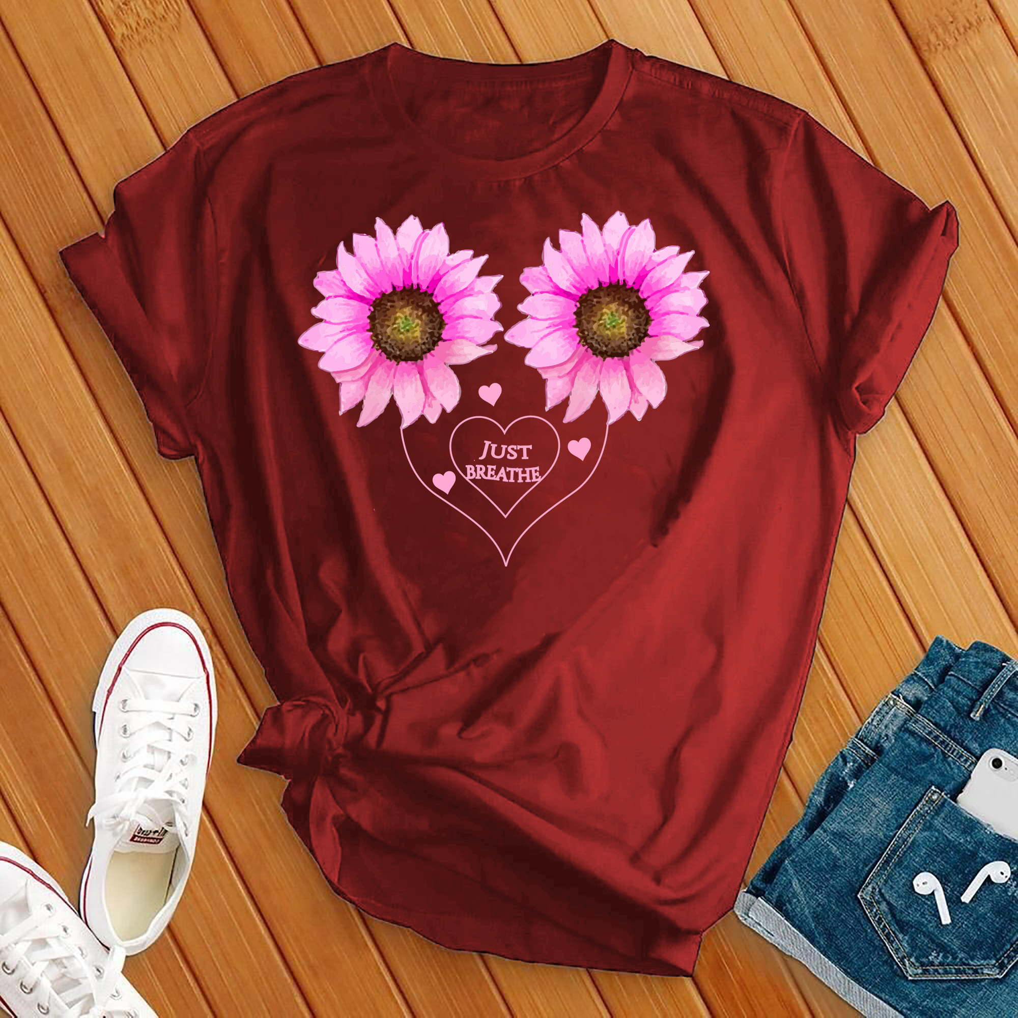 Just Breathe Sunflower Heart Tee