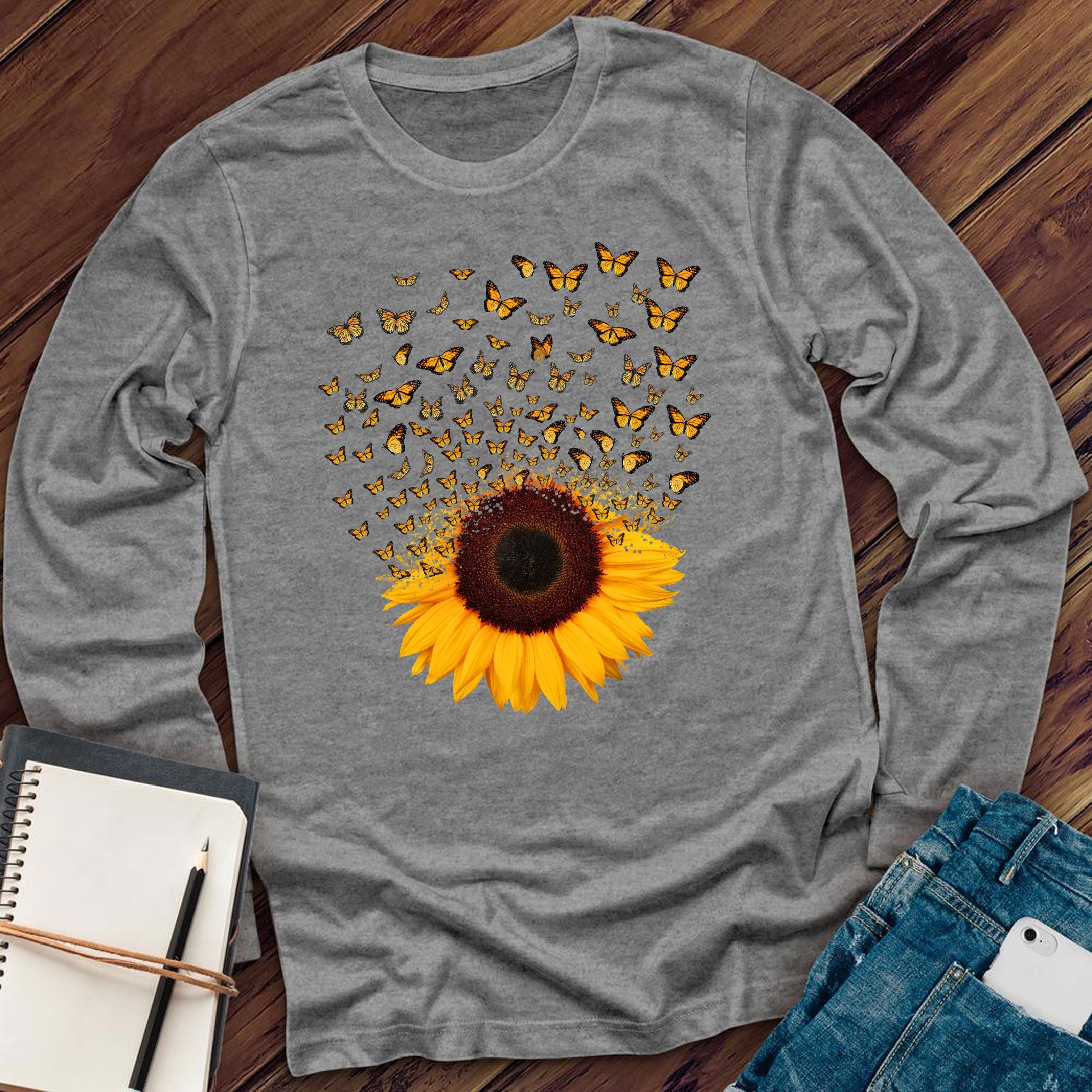 Adorable Butterfly Sunflower Long Sleeve - Love Tees