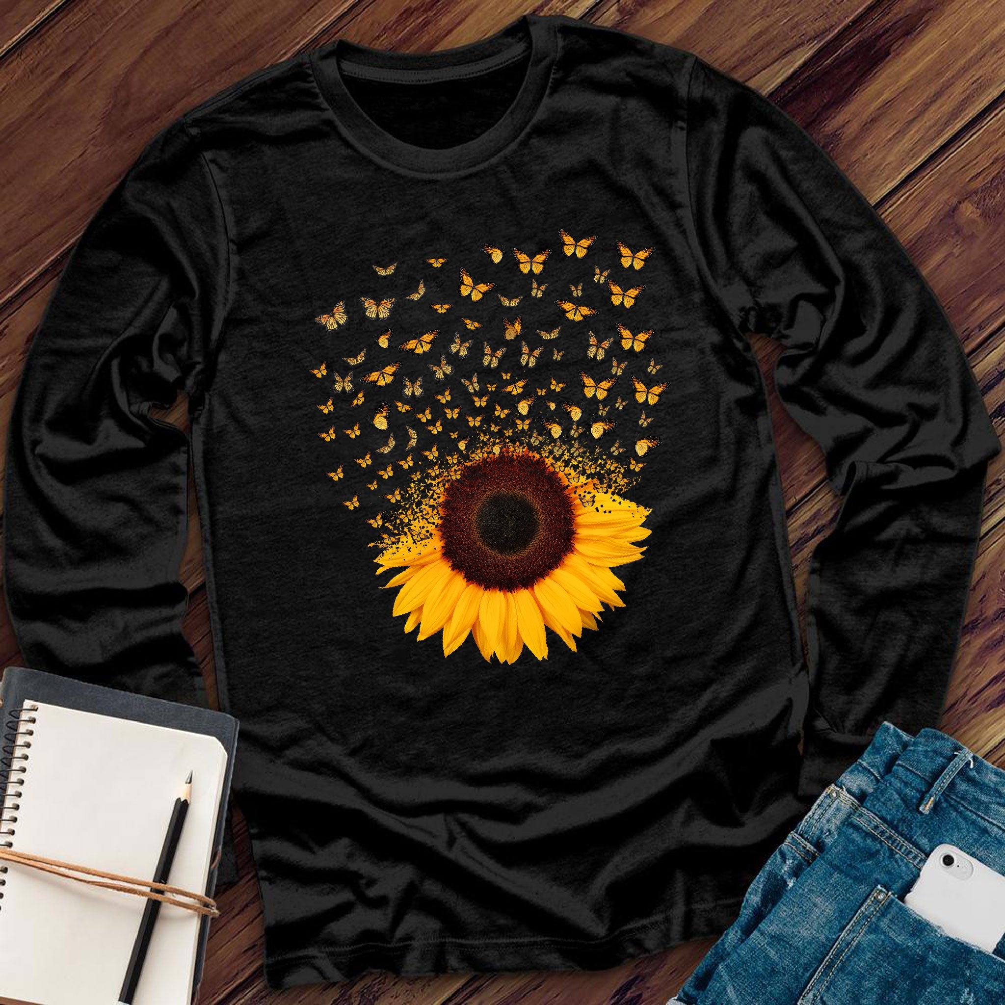 Adorable Butterfly Sunflower Long Sleeve - Love Tees