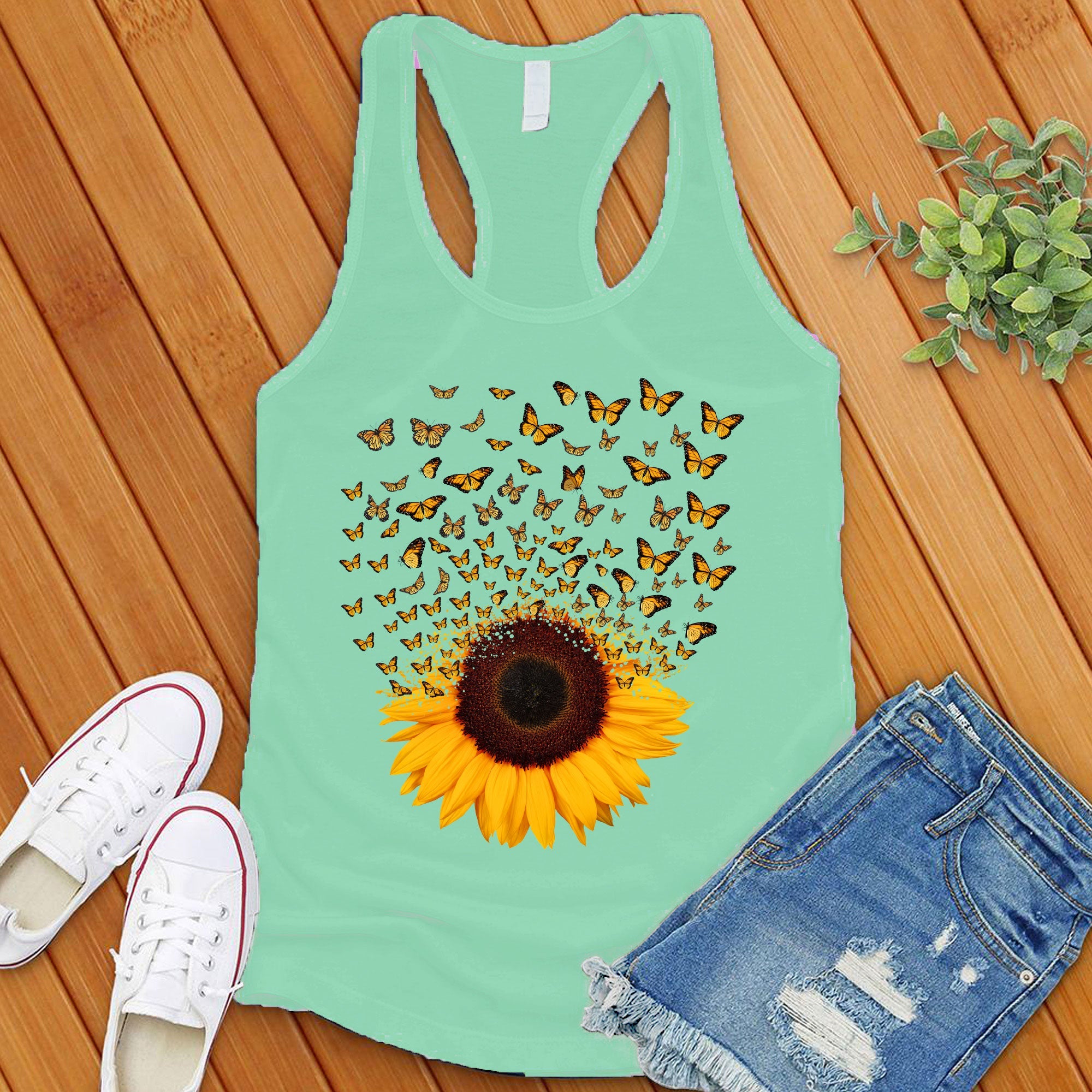 Adorable Butterfly Sunflower Women's Tank Top - Love Tees