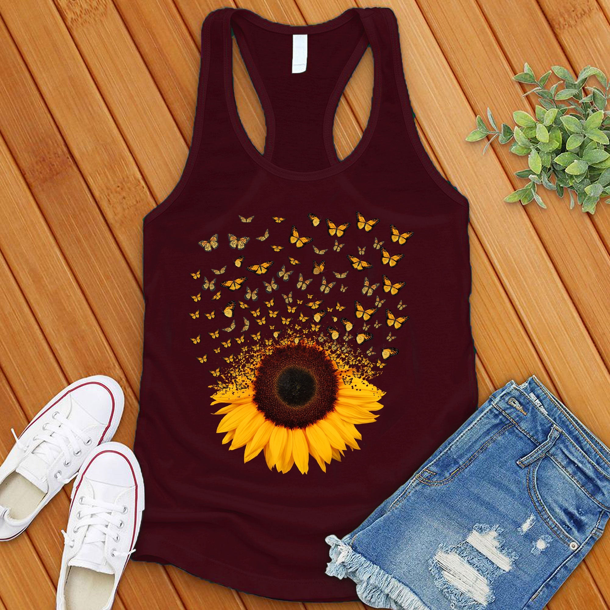 Adorable Butterfly Sunflower Women's Tank Top - Love Tees