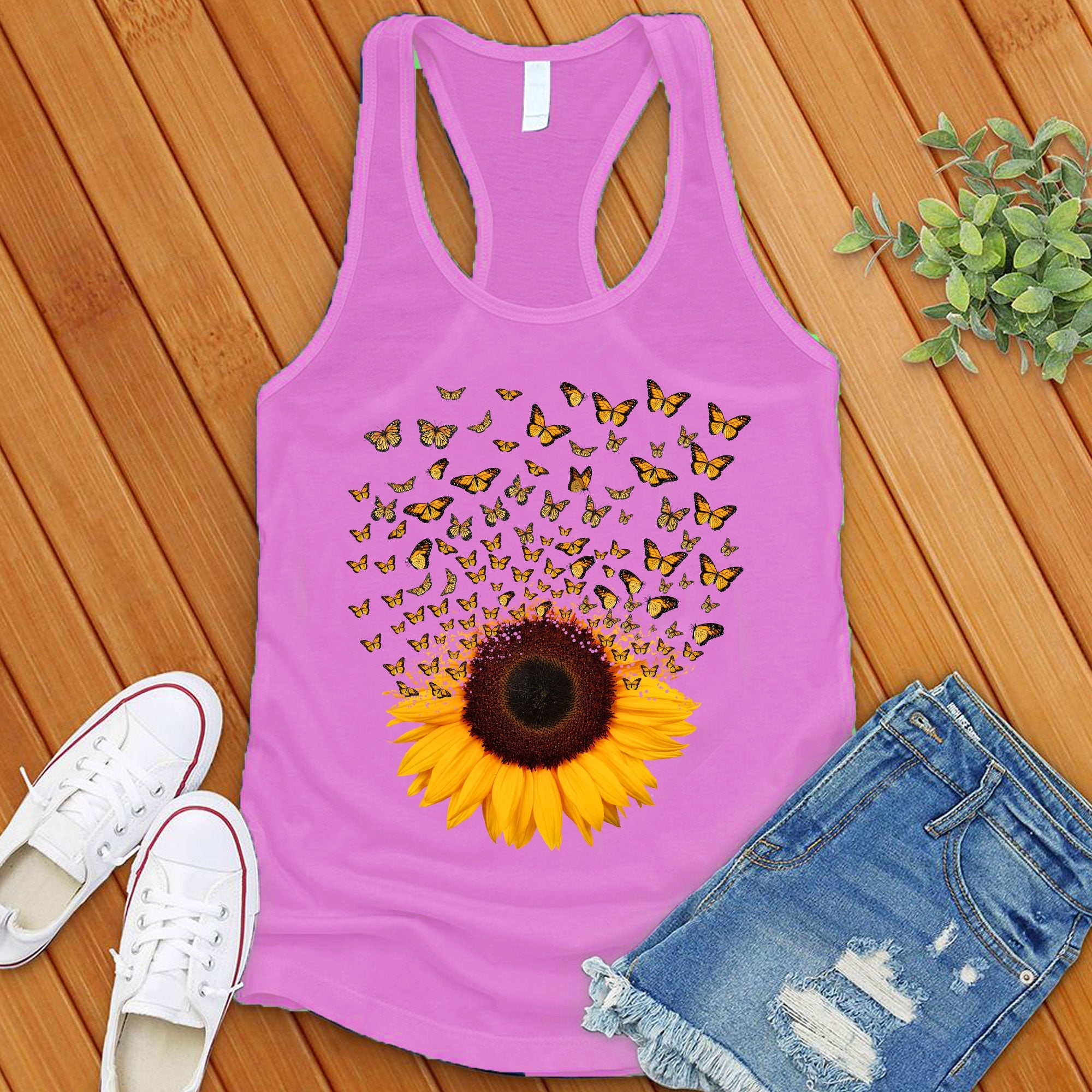 Adorable Butterfly Sunflower Women's Tank Top - Love Tees