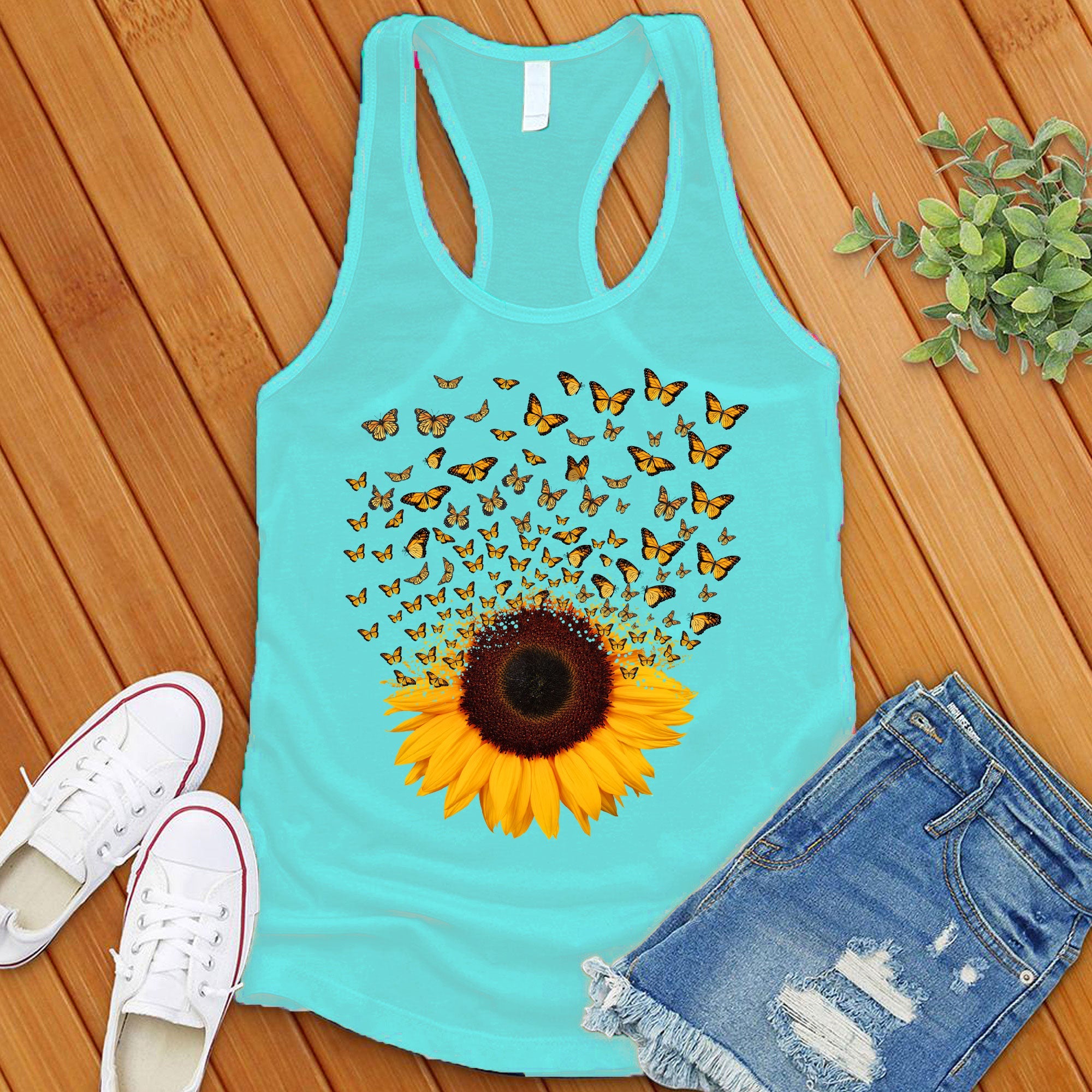 Adorable Butterfly Sunflower Women's Tank Top - Love Tees