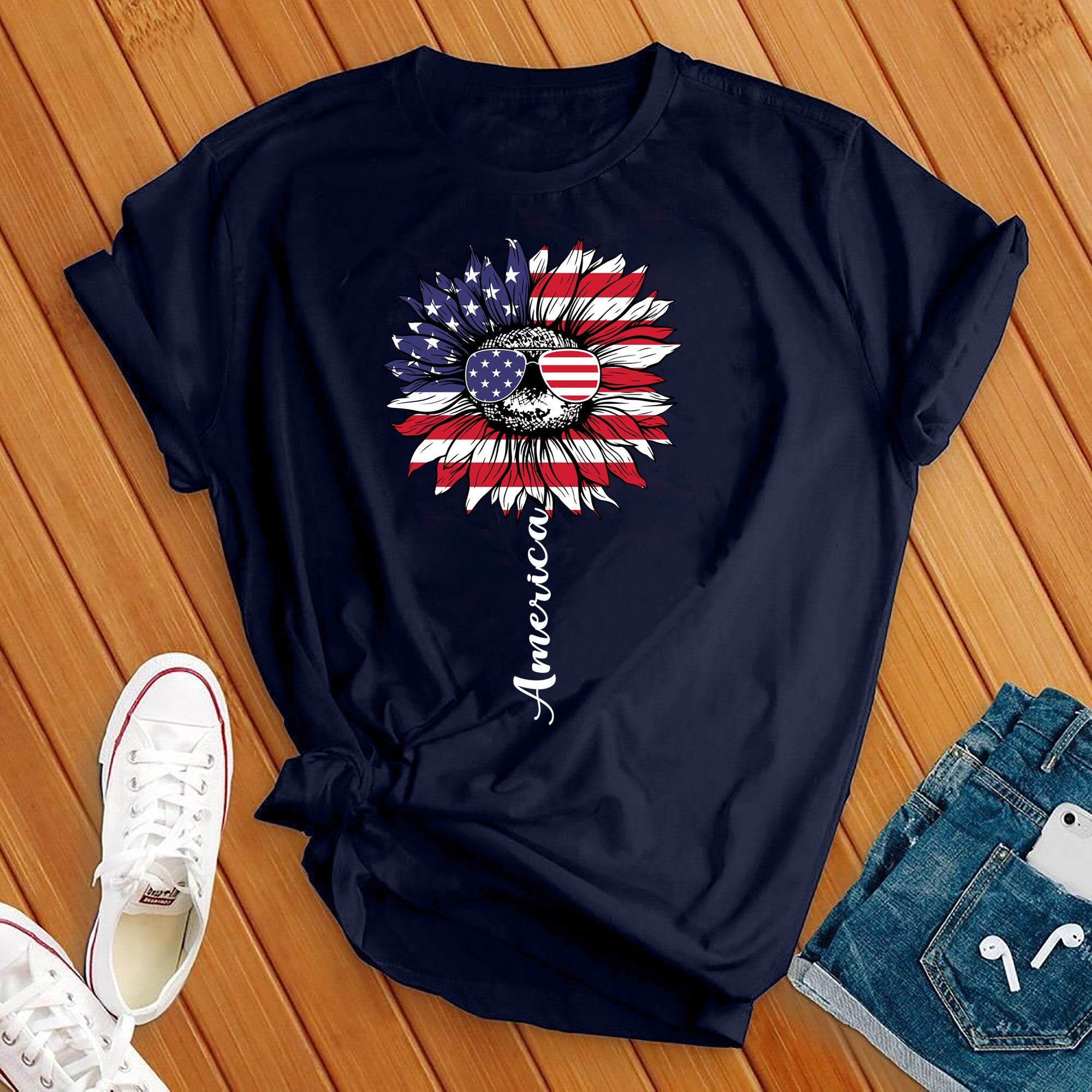 America 4th Of July Flower Tee - Love Tees