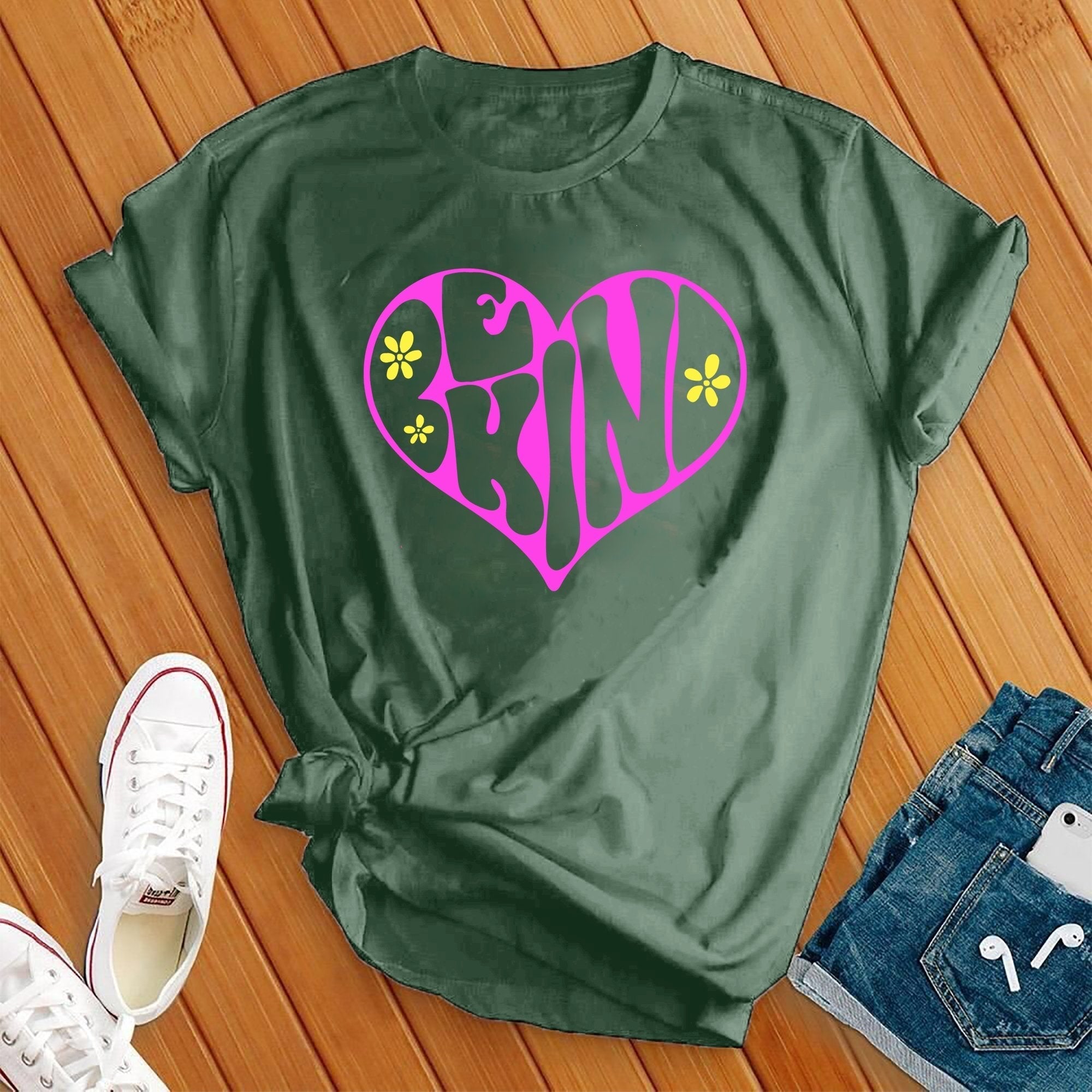 Be Kind Flower Heart Tee - Love Tees