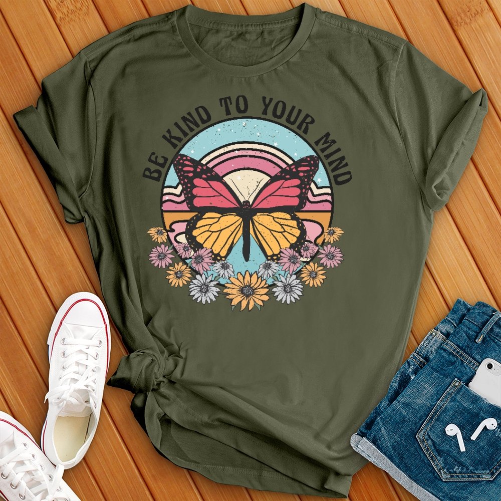 Be Kind to Your Mind Floral Retro T- Shirt - Love Tees