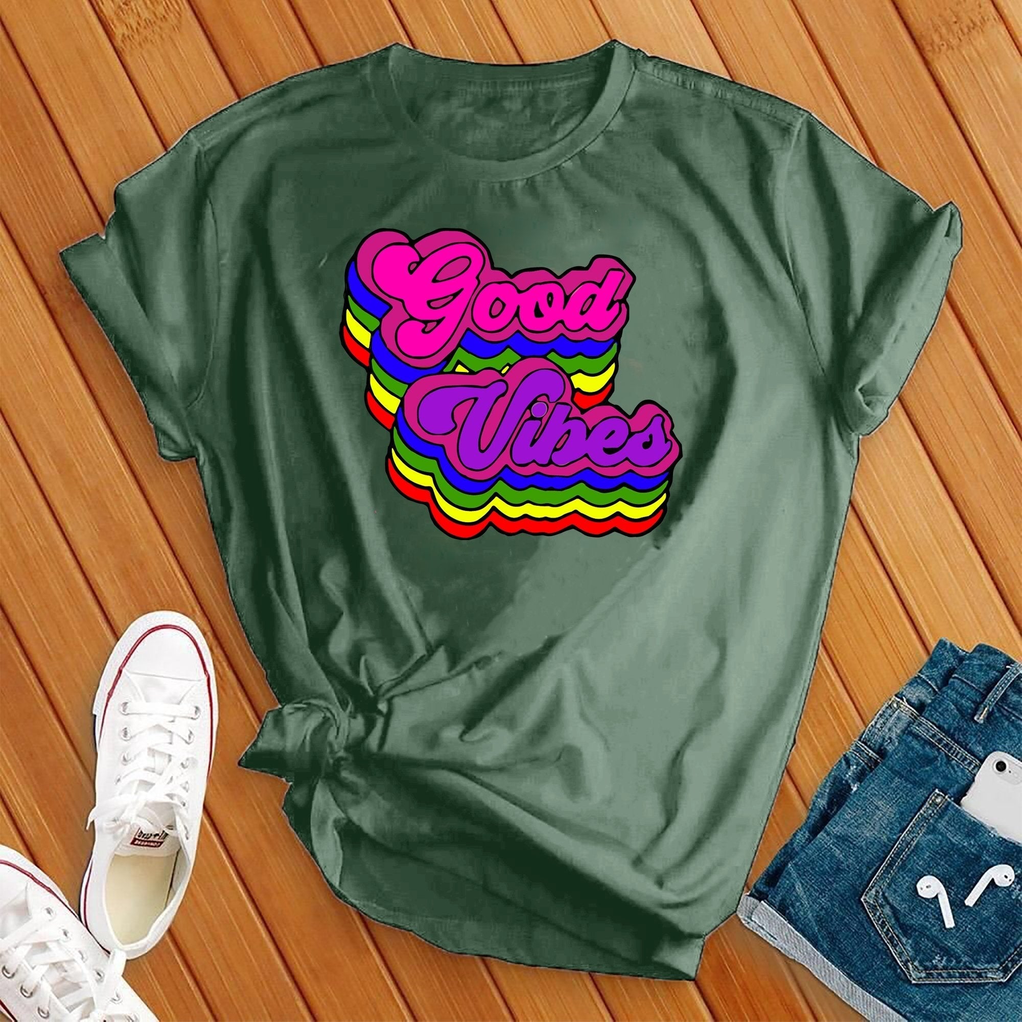 Colorful Good Vibes Tee - Love Tees