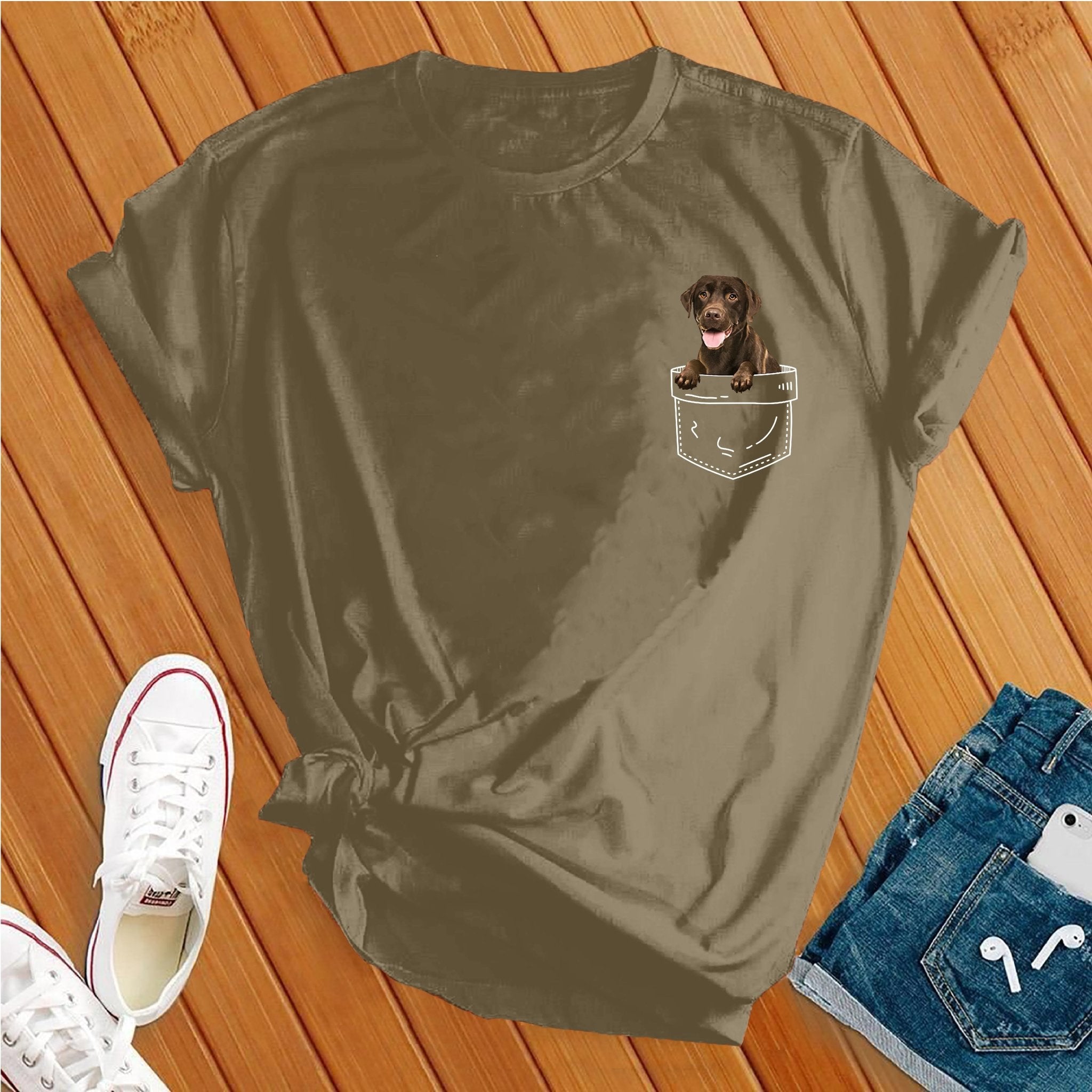 Cute Chocolate Lab Pocket Tee - Love Tees