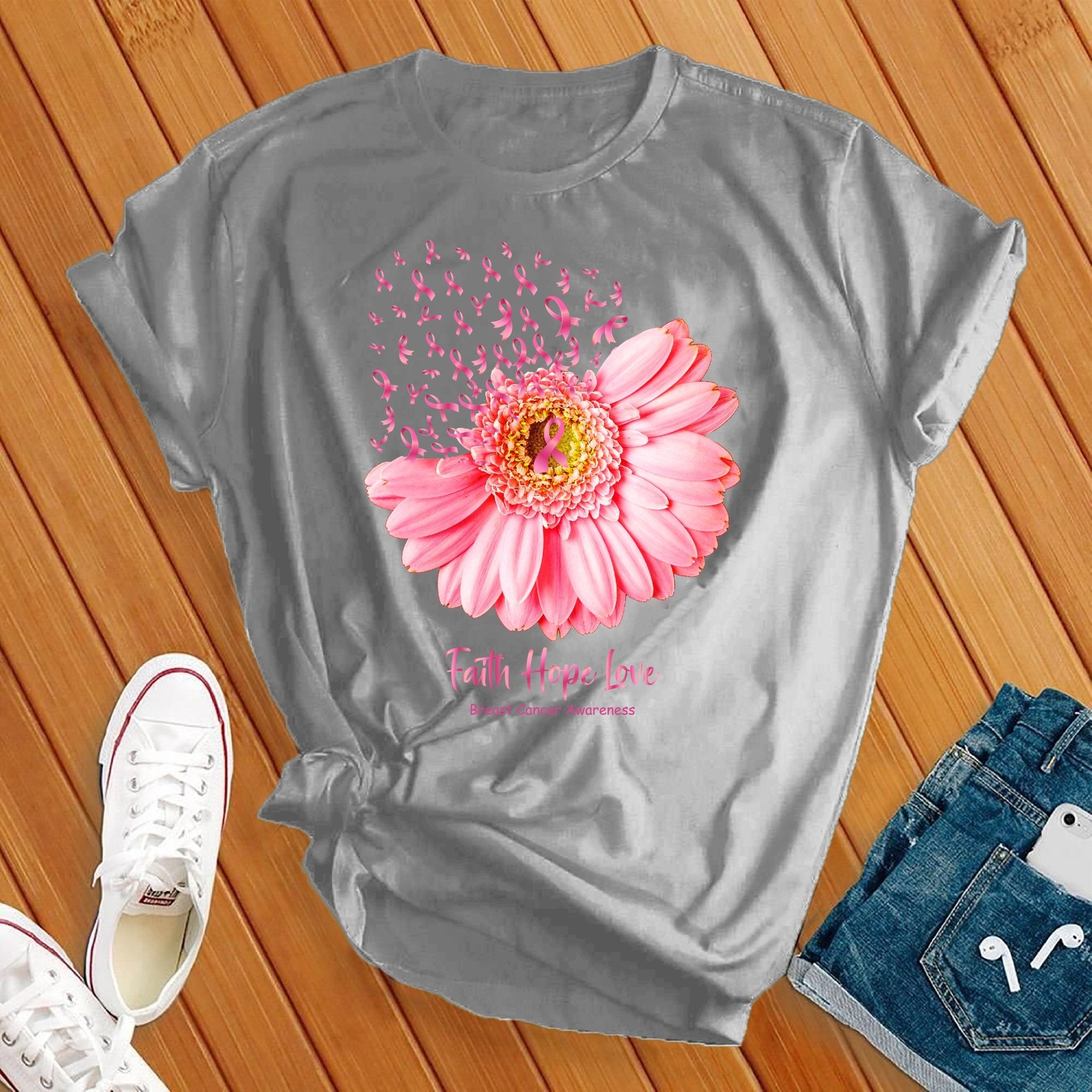 Faith Hope Love Breast Cancer Awareness Tee - Love Tees