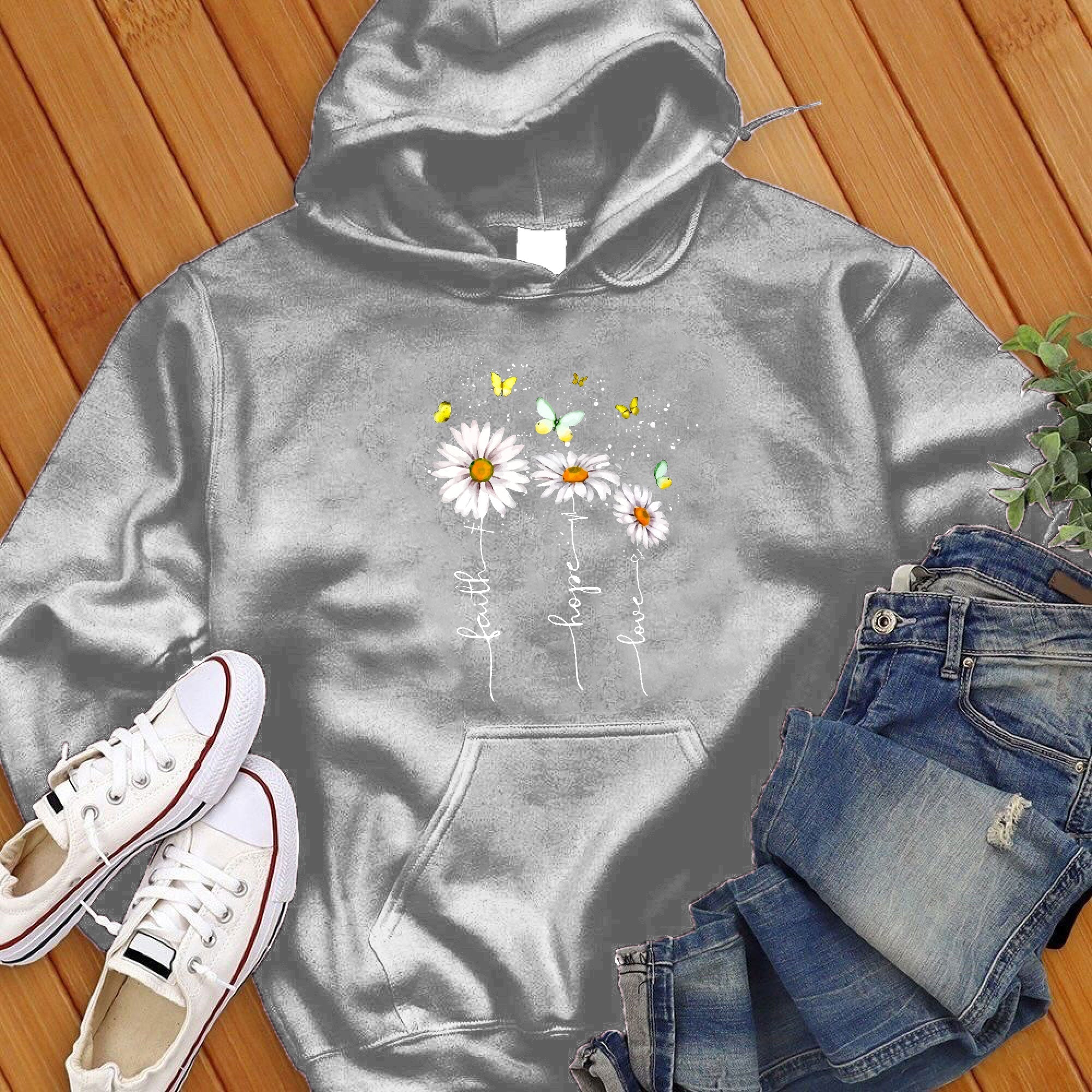 Faith Hope Love Flowers Hoodie - Love Tees