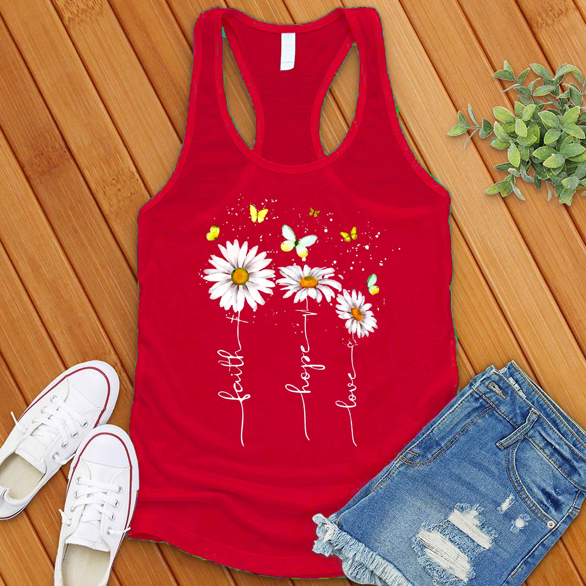 Faith Hope Love Flowers Women's Tank Top - Love Tees