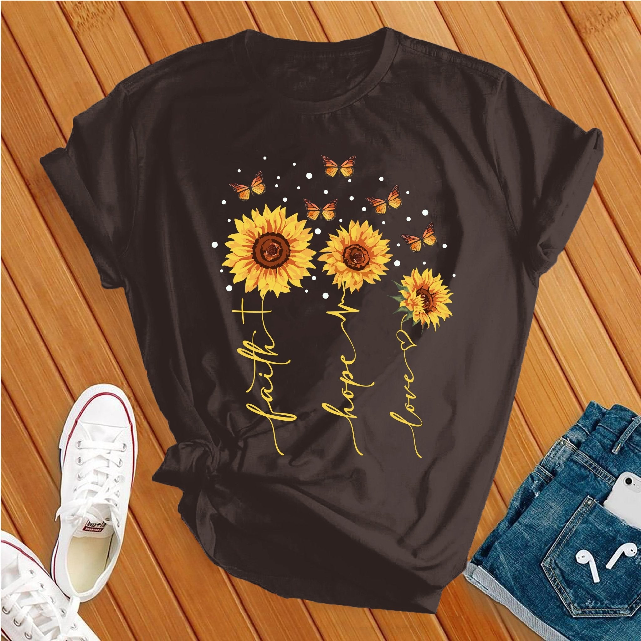 Faith Hope Love Sunflowers Tee - Love Tees