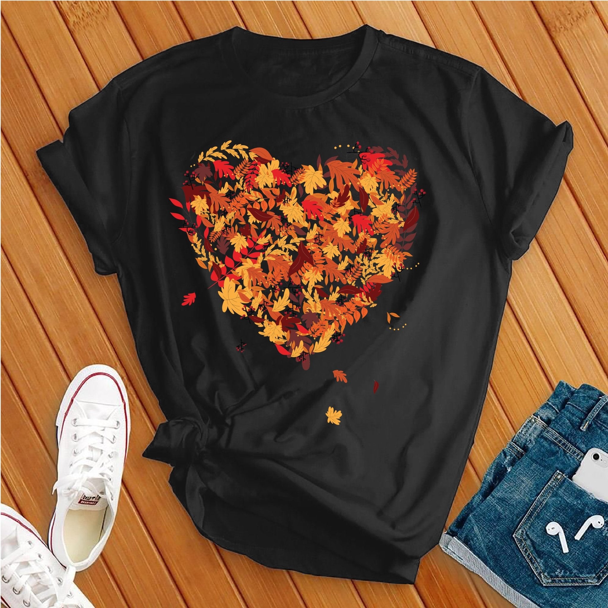 Fall Leaves Heart Tee - Love Tees