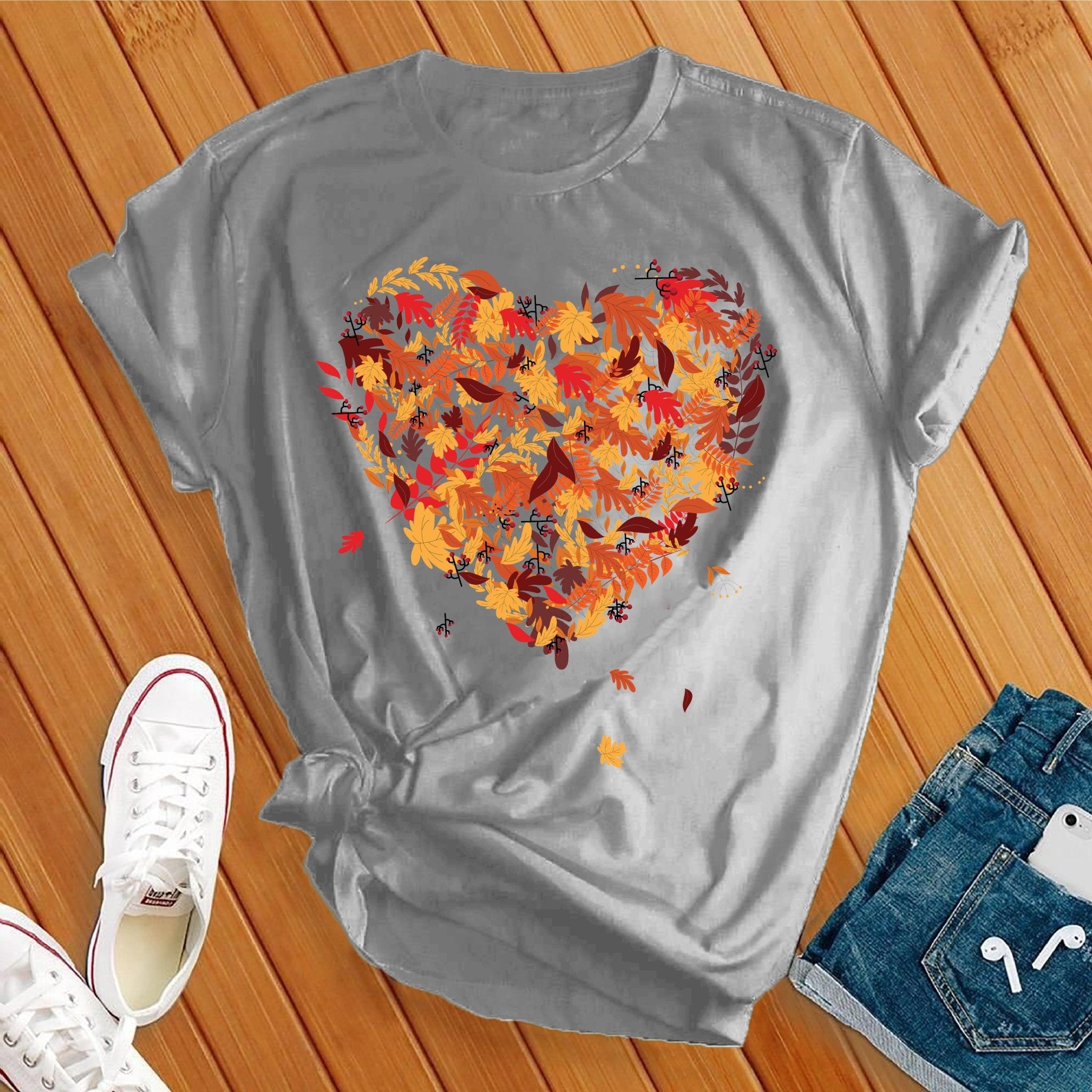 Fall Leaves Heart Tee - Love Tees