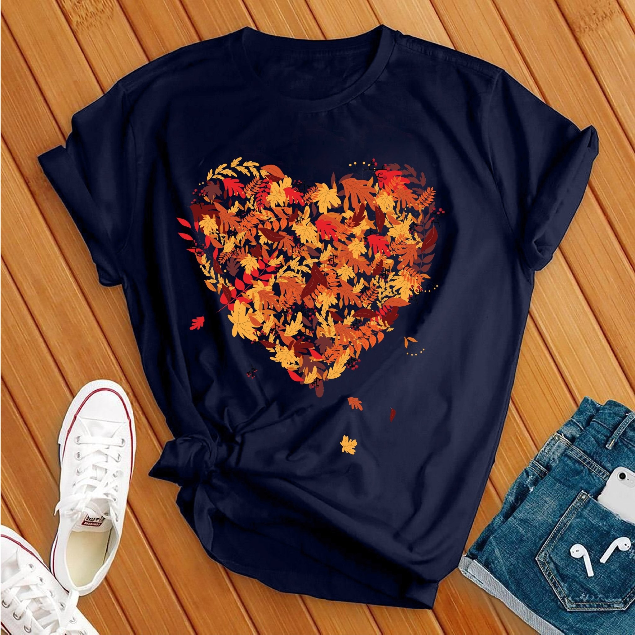 Fall Leaves Heart Tee - Love Tees