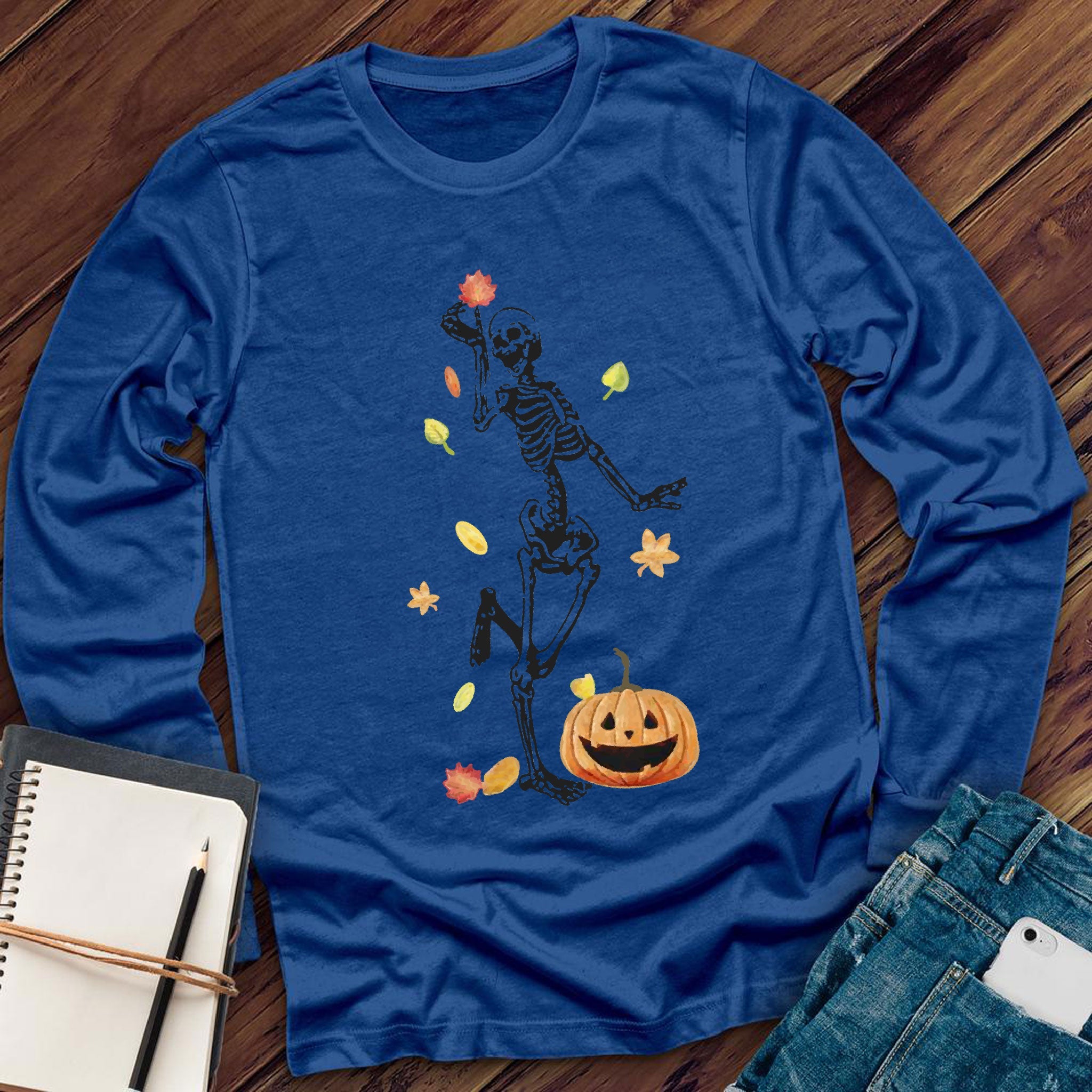 Fall Skeleton Pumpkin Long Sleeve - Love Tees