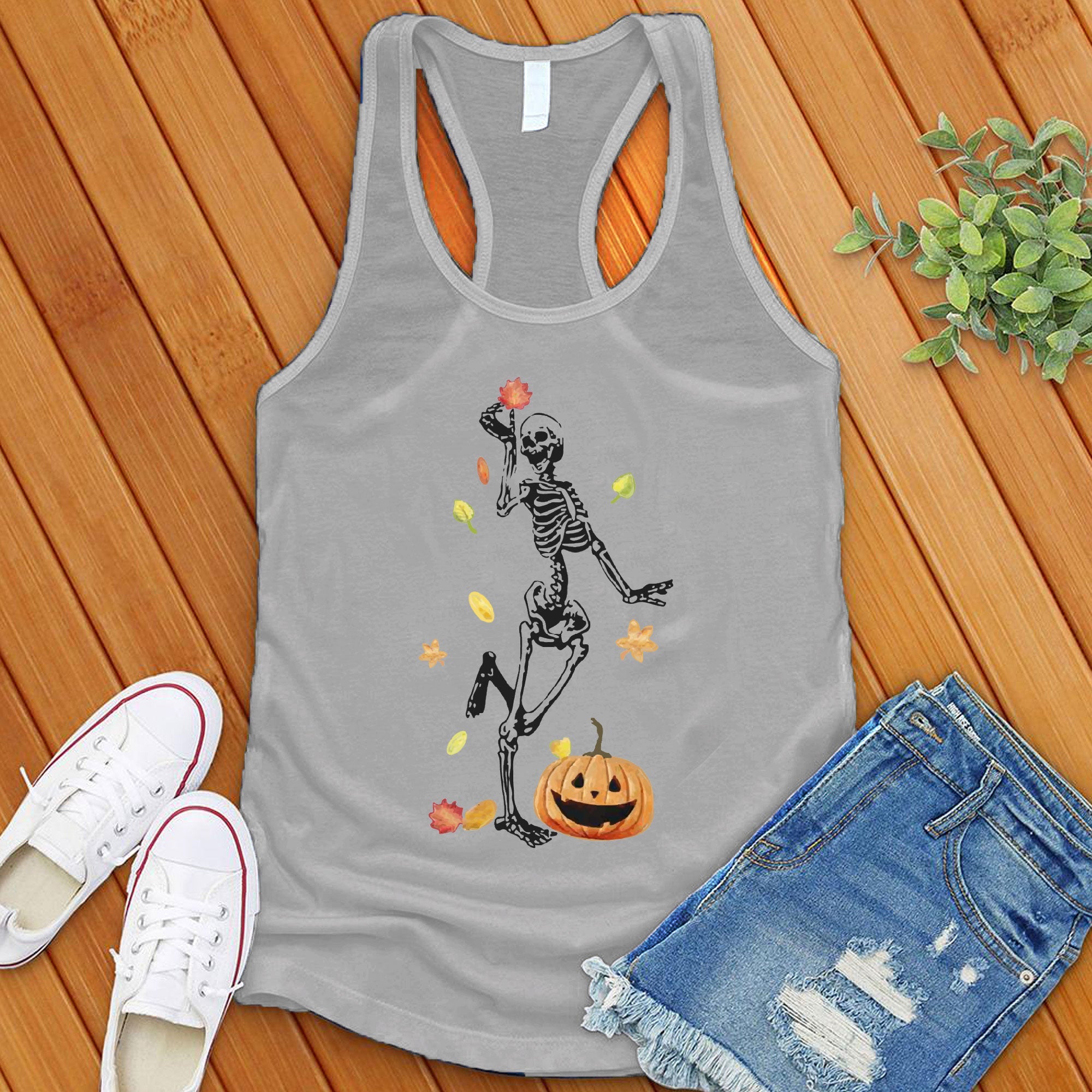 Fall Skeleton Pumpkin Women's Tank Top - Love Tees