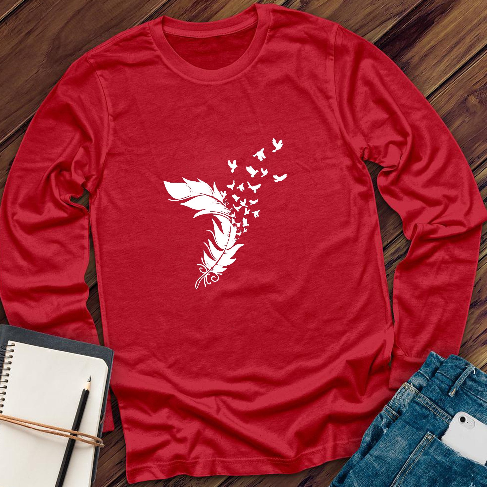 Feather In The Wind Long Sleeve - Love Tees