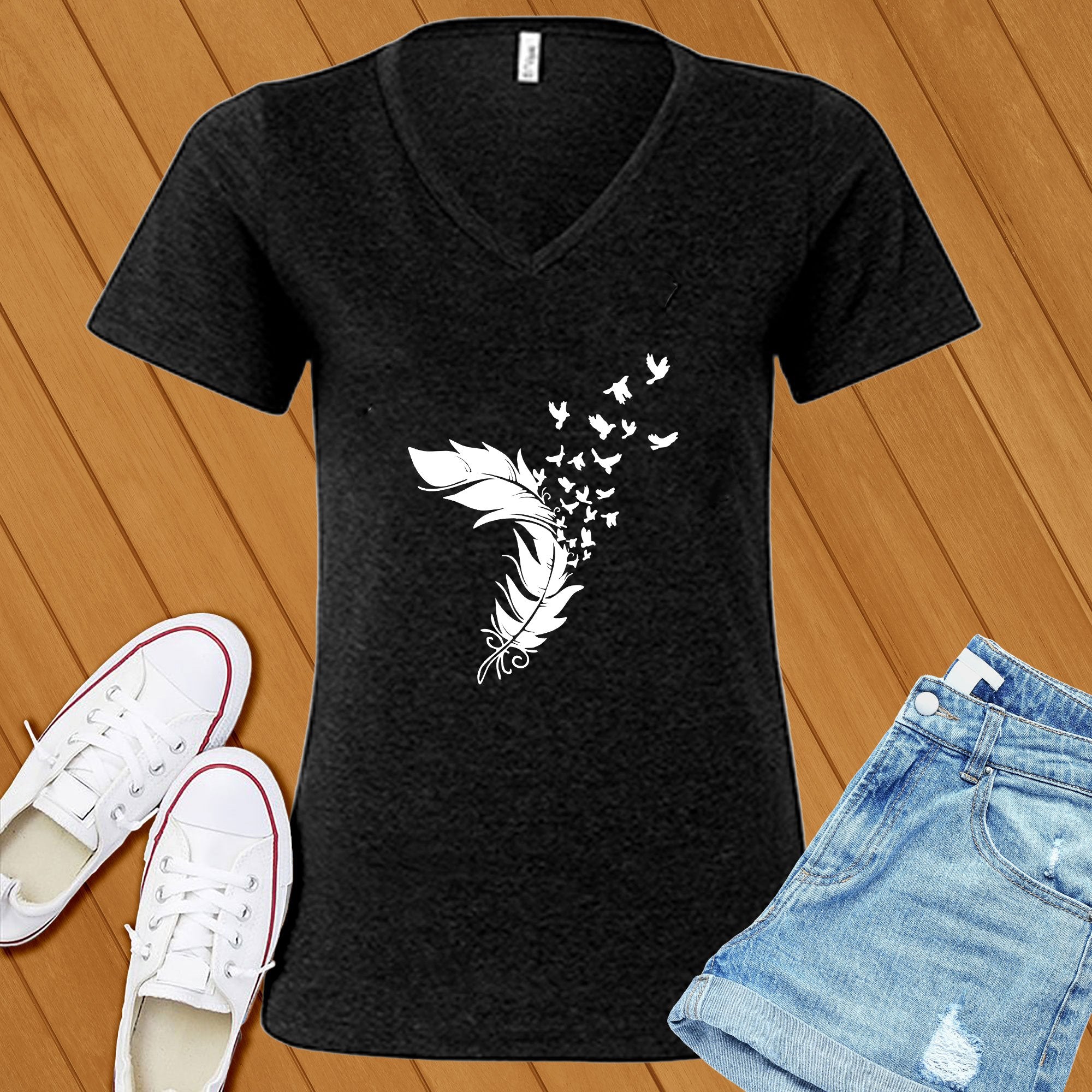 Feather In The Wind V-Neck - Love Tees