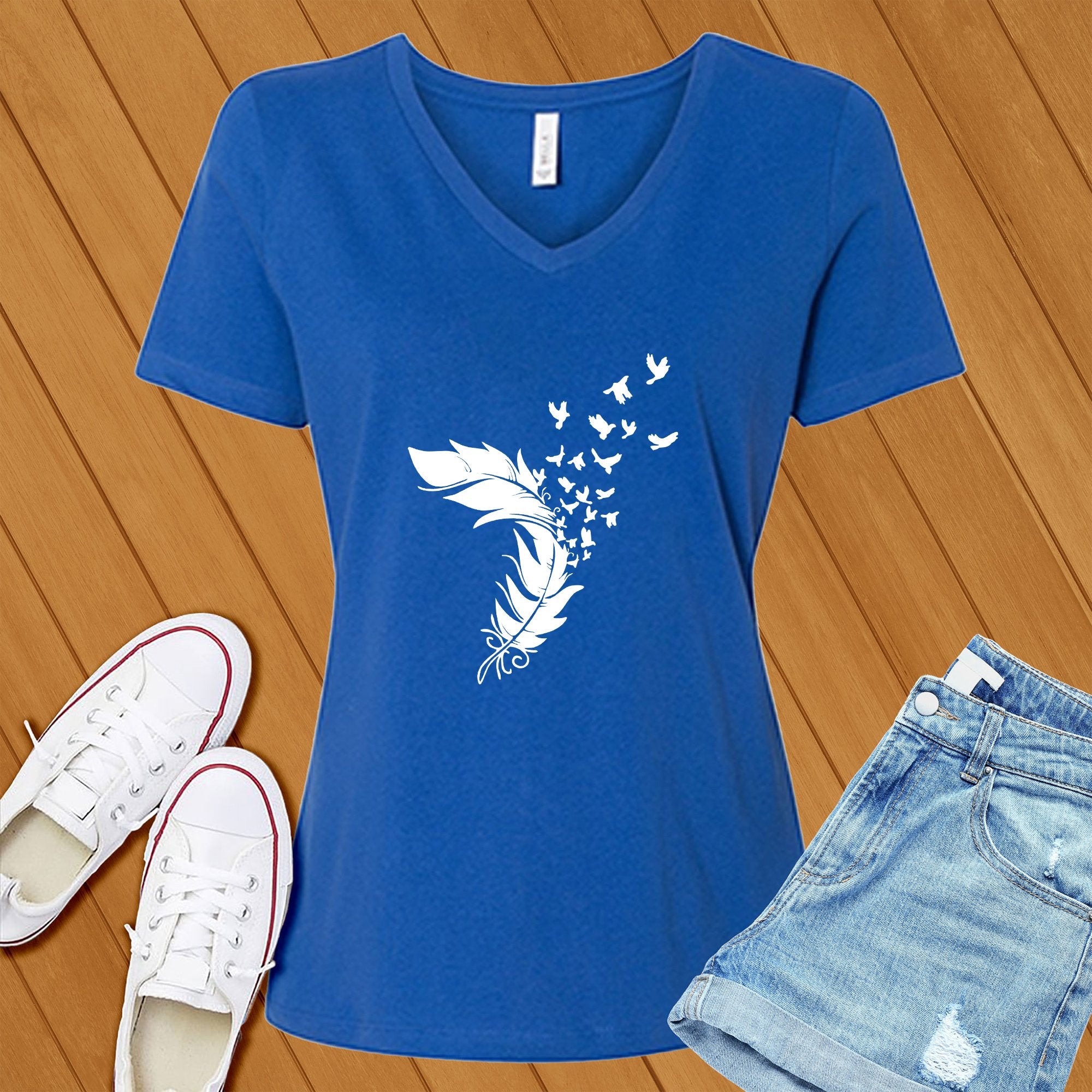 Feather In The Wind V-Neck - Love Tees