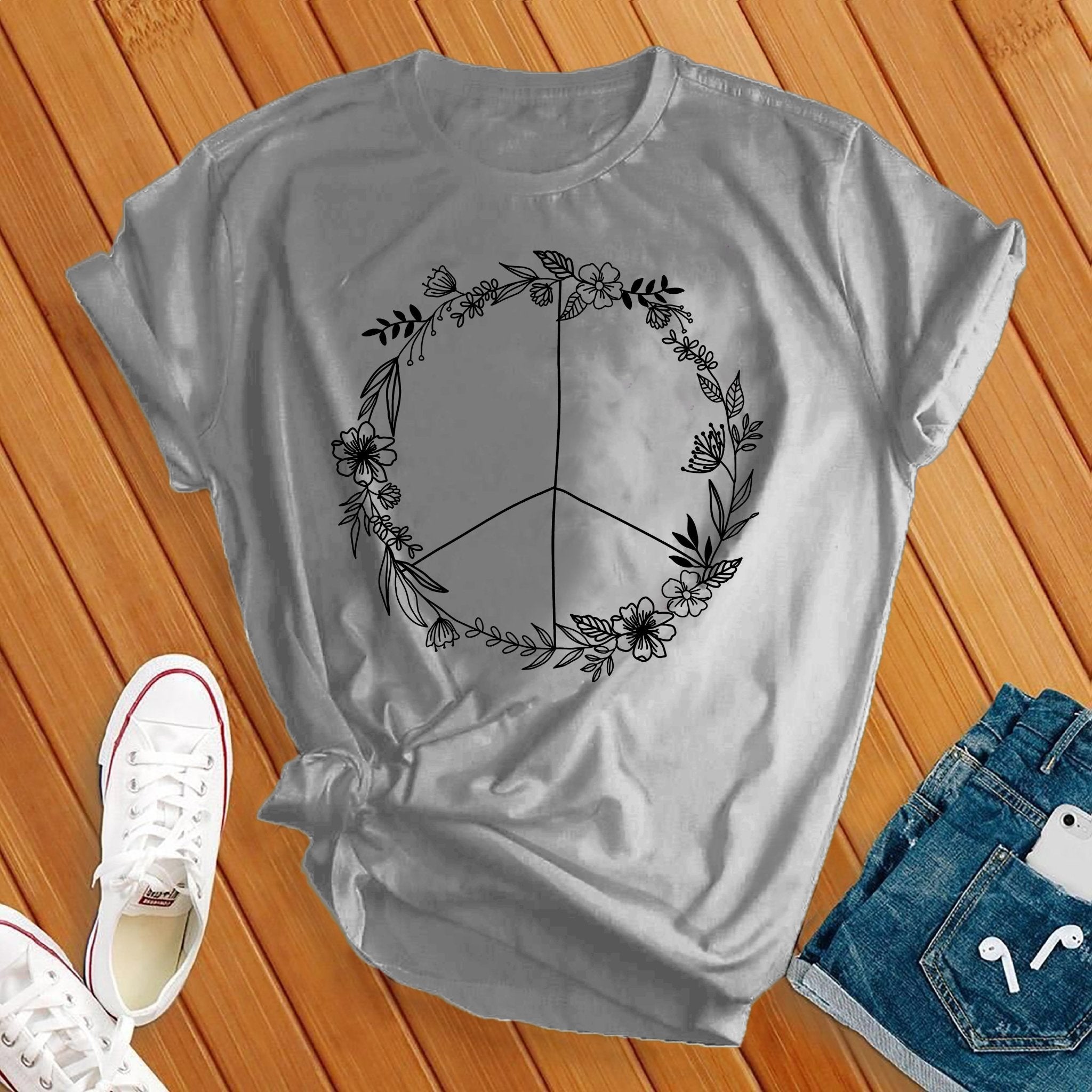 Floral Peace Symbol Tee - Love Tees