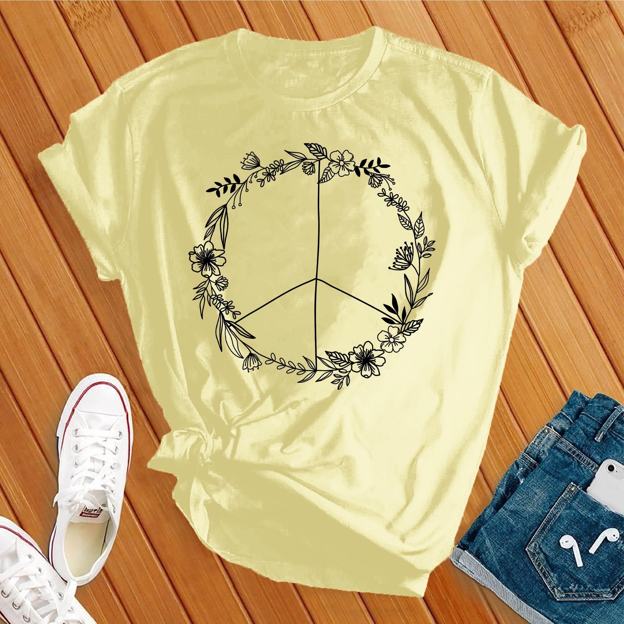 Floral Peace Symbol Tee - Love Tees