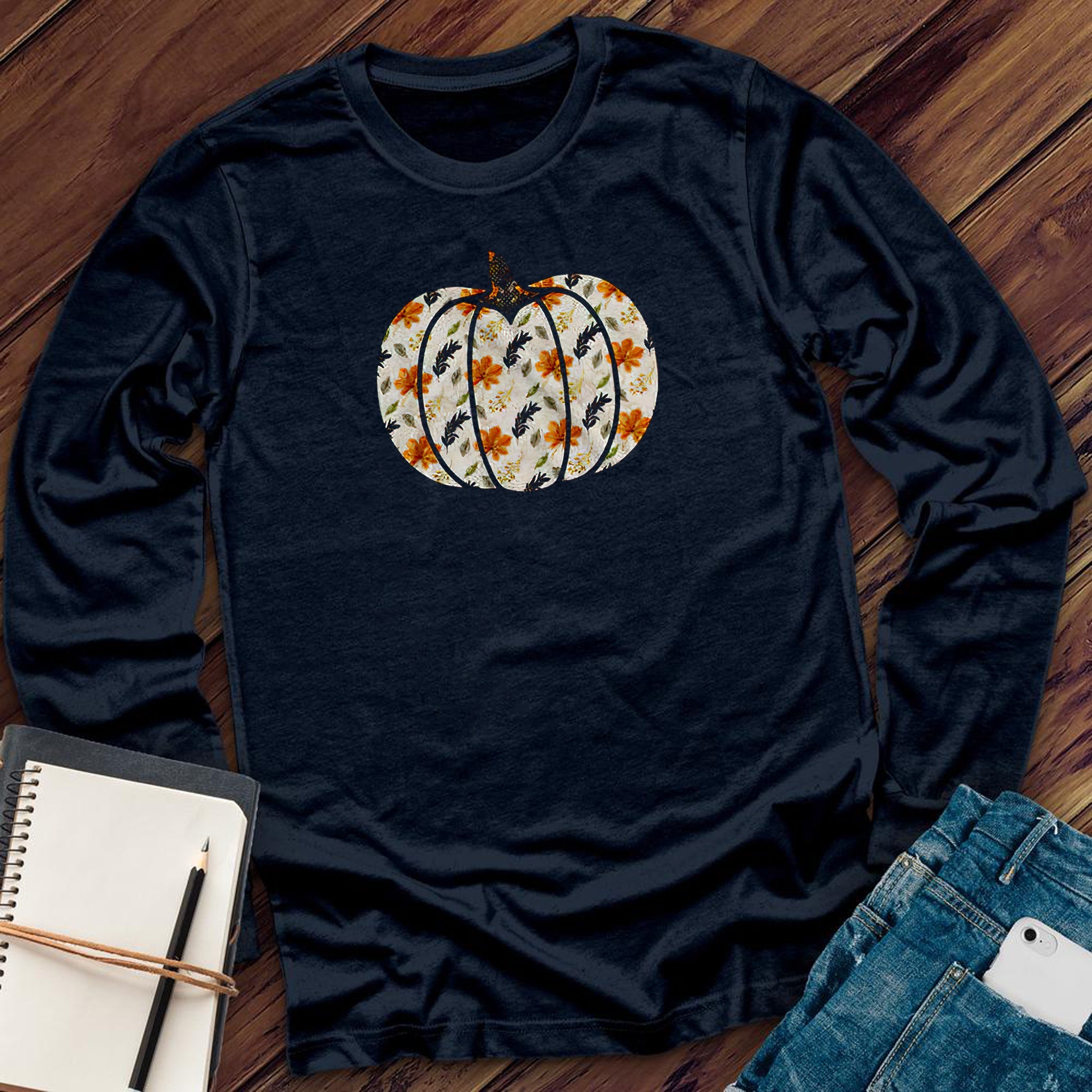 Floral Pumpkin Long Sleeve - Love Tees