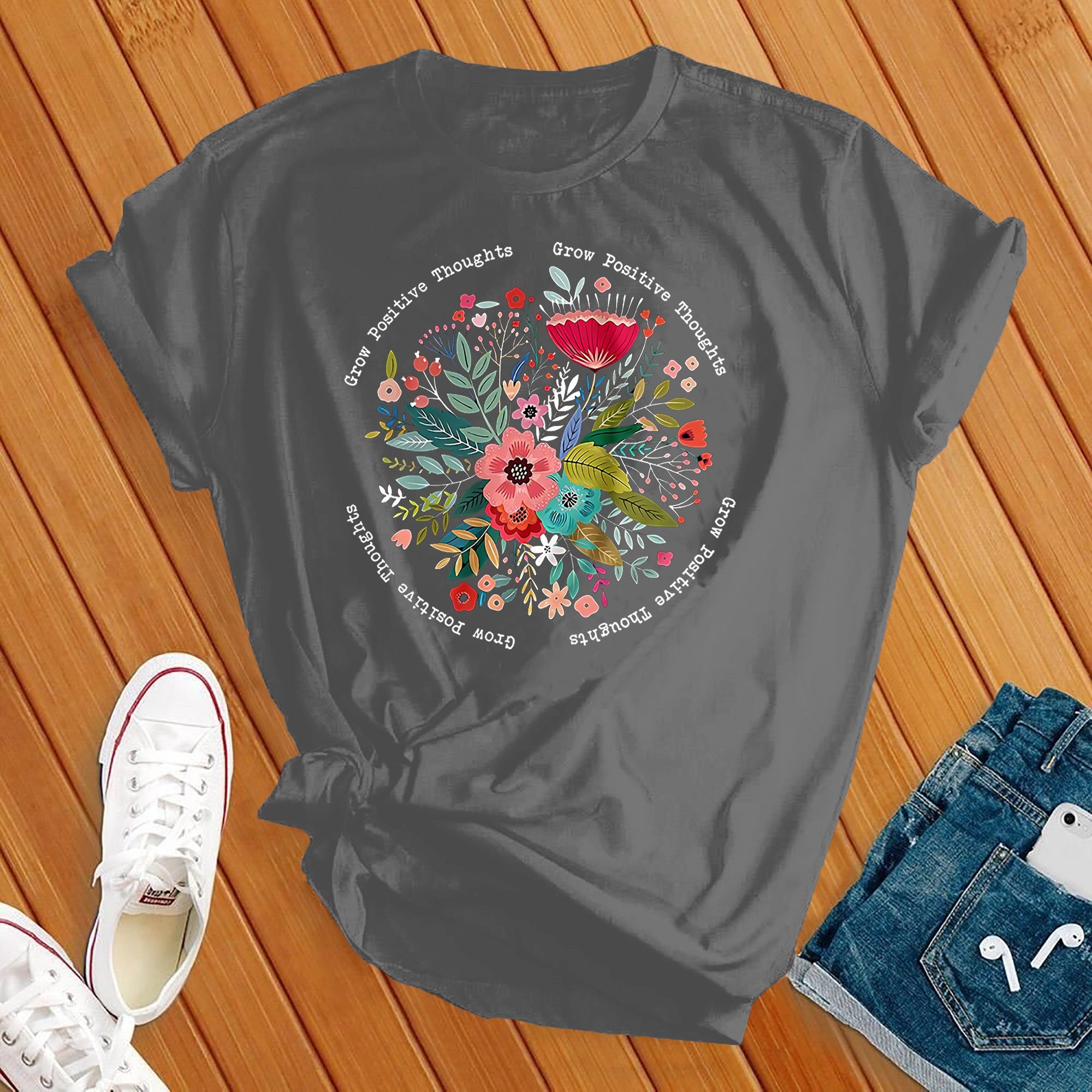 Grow Positive Thoughts Flower Circle Tee - Love Tees