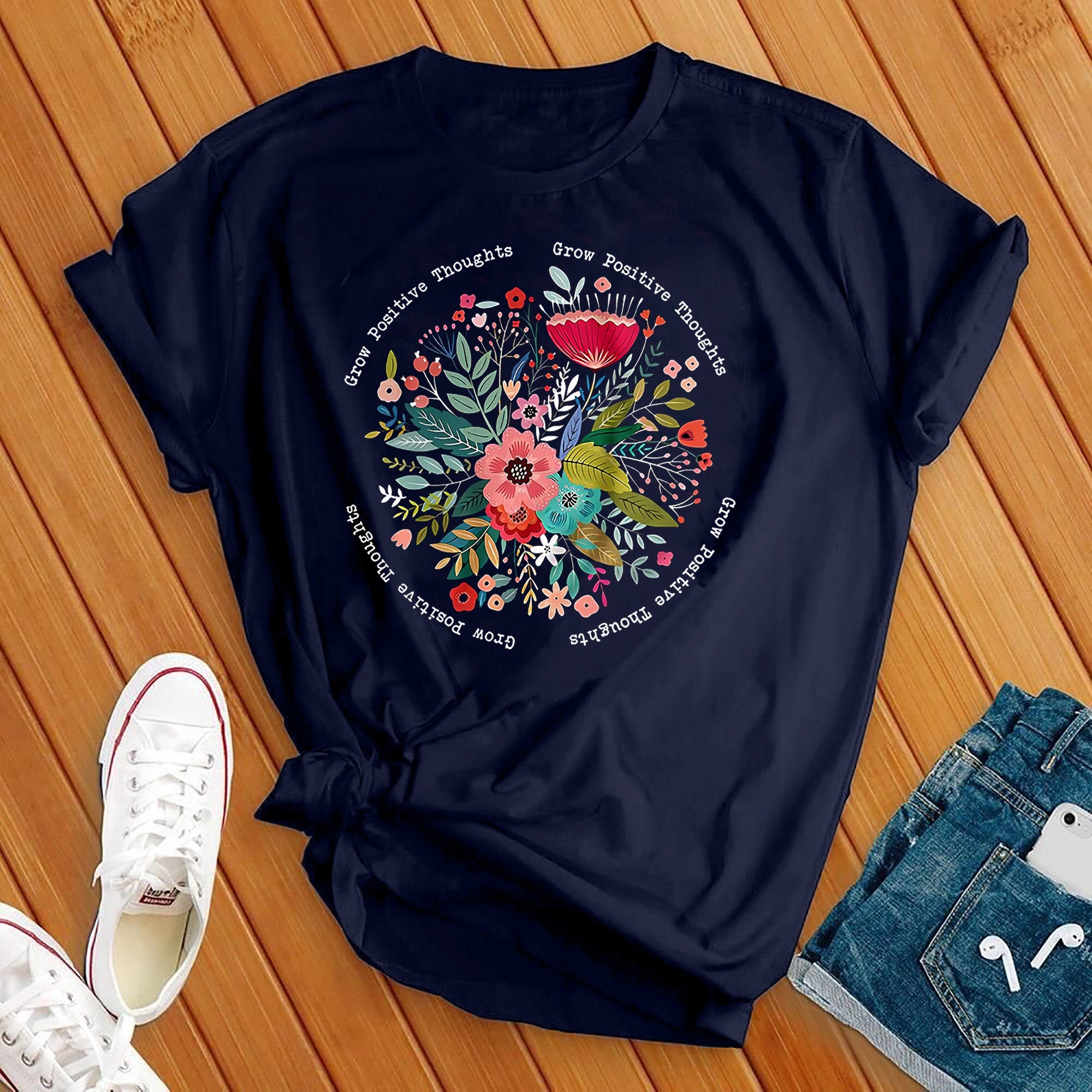 Grow Positive Thoughts Flower Circle Tee - Love Tees