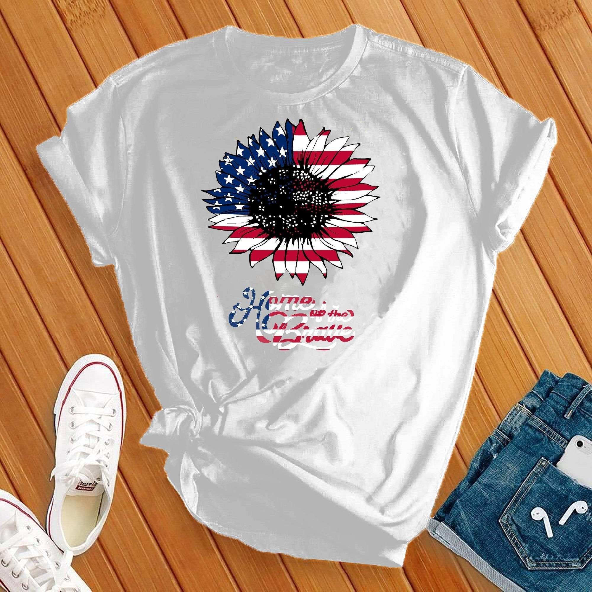 Home Of The Brave Flower 4th Of July Tee - Love Tees