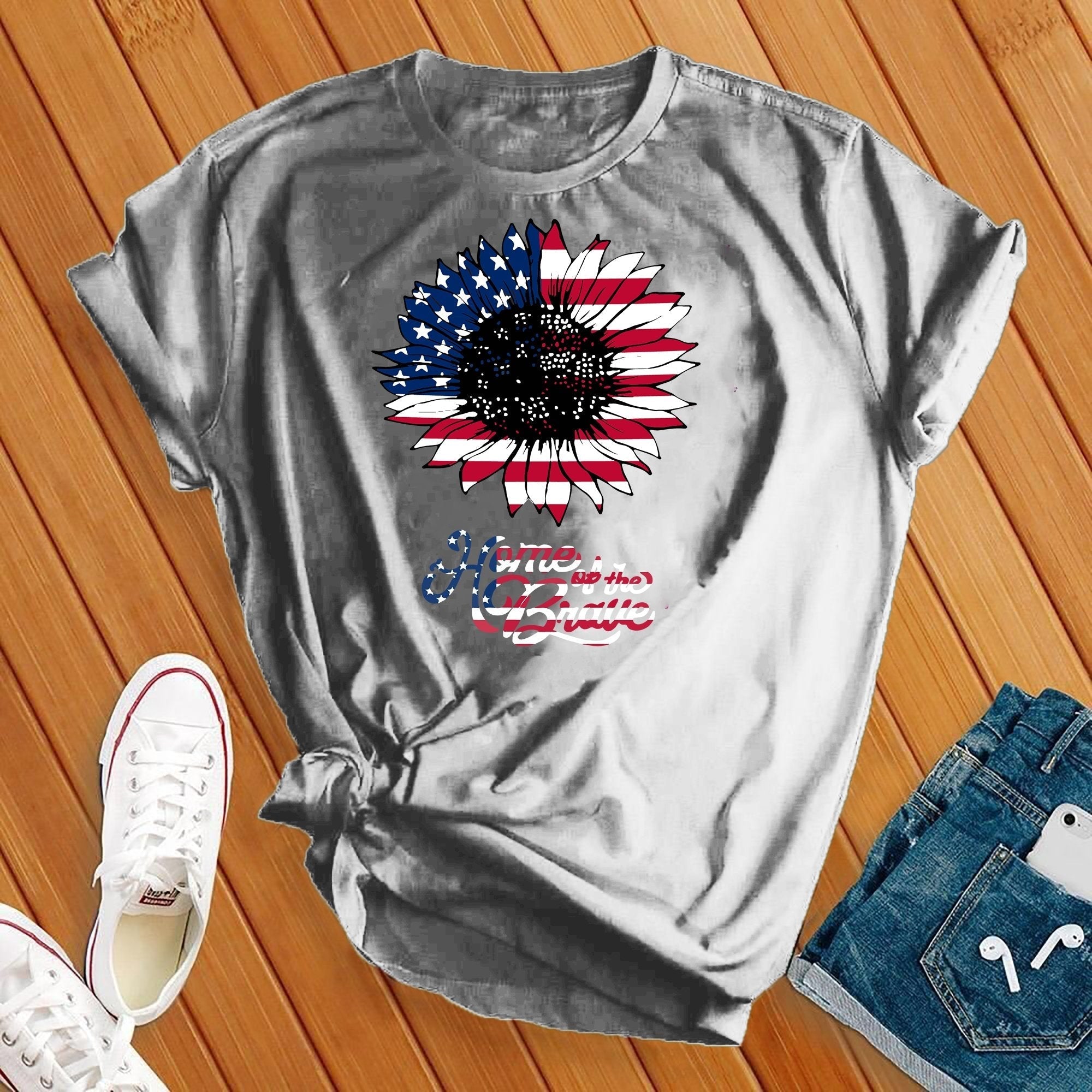 Home Of The Brave Flower 4th Of July Tee - Love Tees