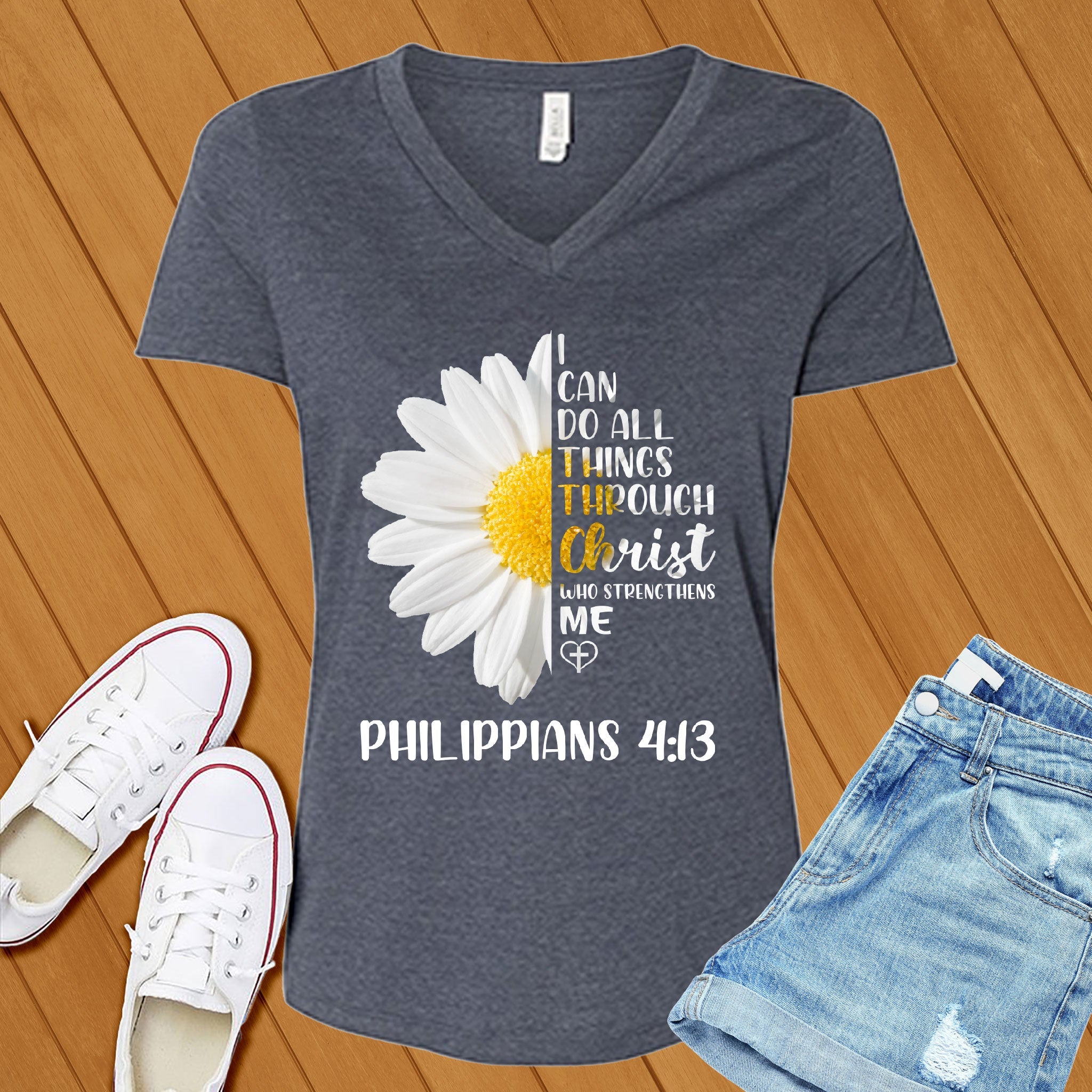 I Can Do All Things Flowers V-Neck - Love Tees