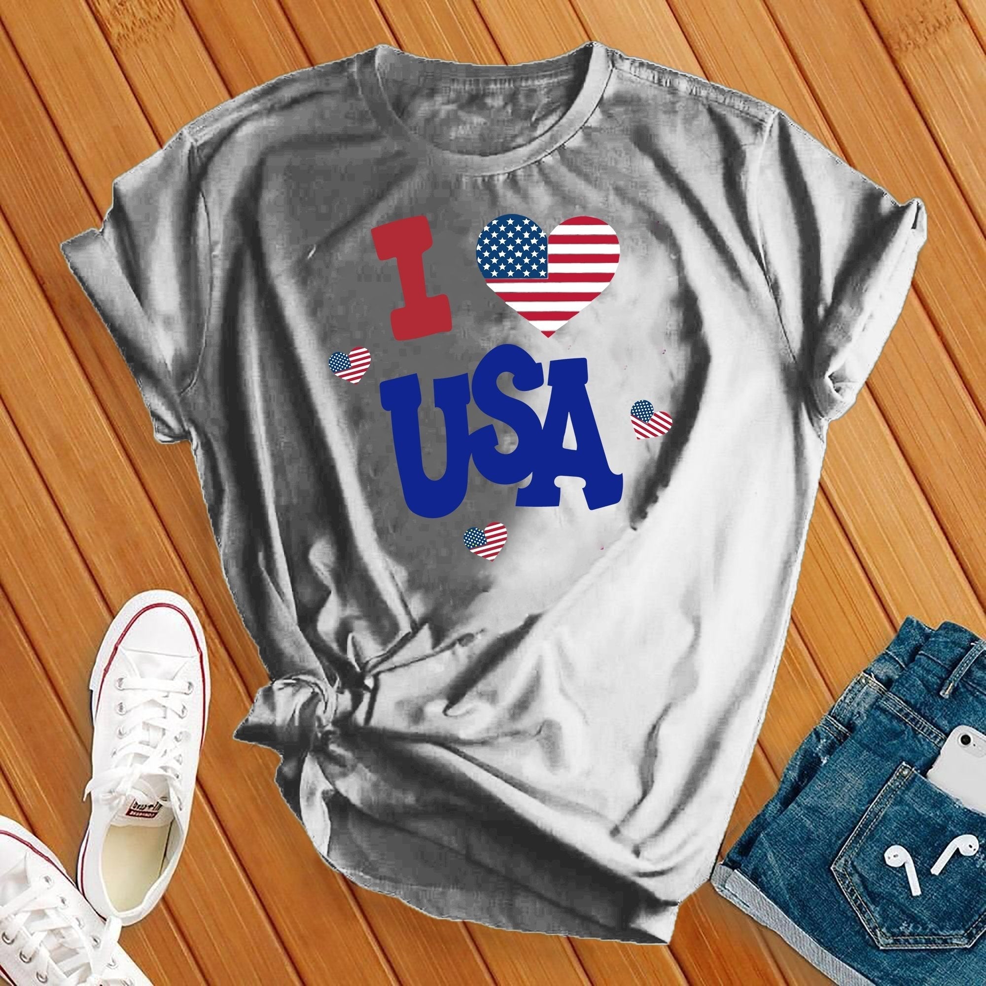 I Love USA Hearts Tee - Love Tees