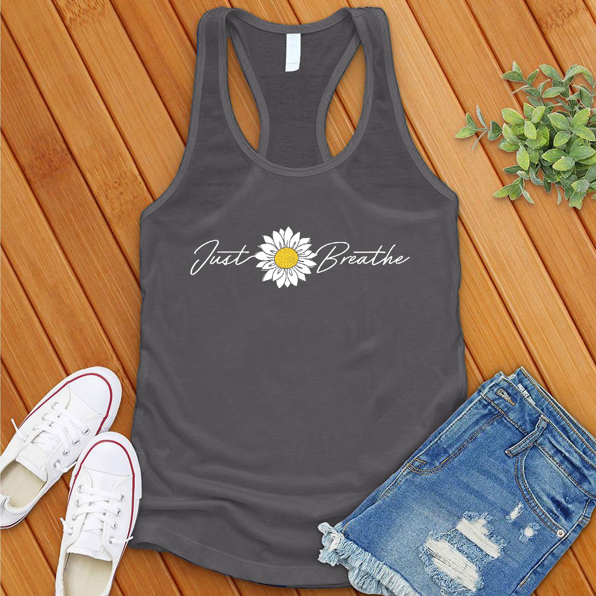 Just Breathe Flower Women's Tank Top - Love Tees