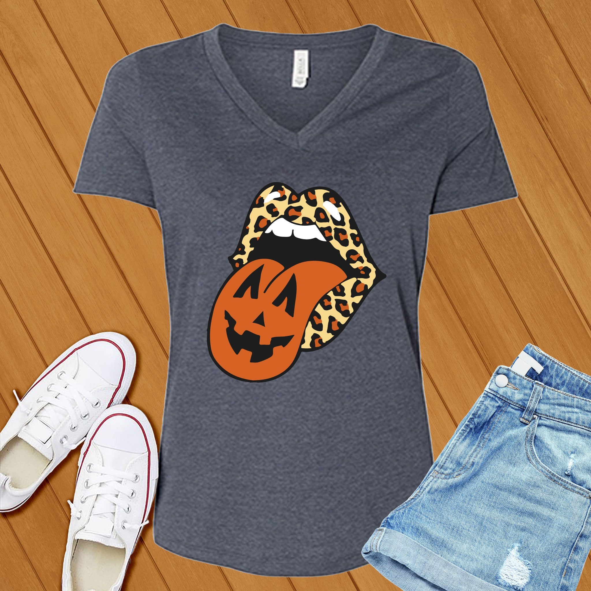 Leopard Lips Halloween V-Neck - Love Tees