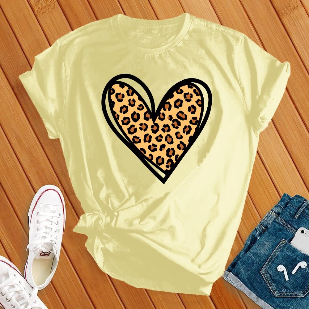 Leopard Print Cute Heart Tee - Love Tees