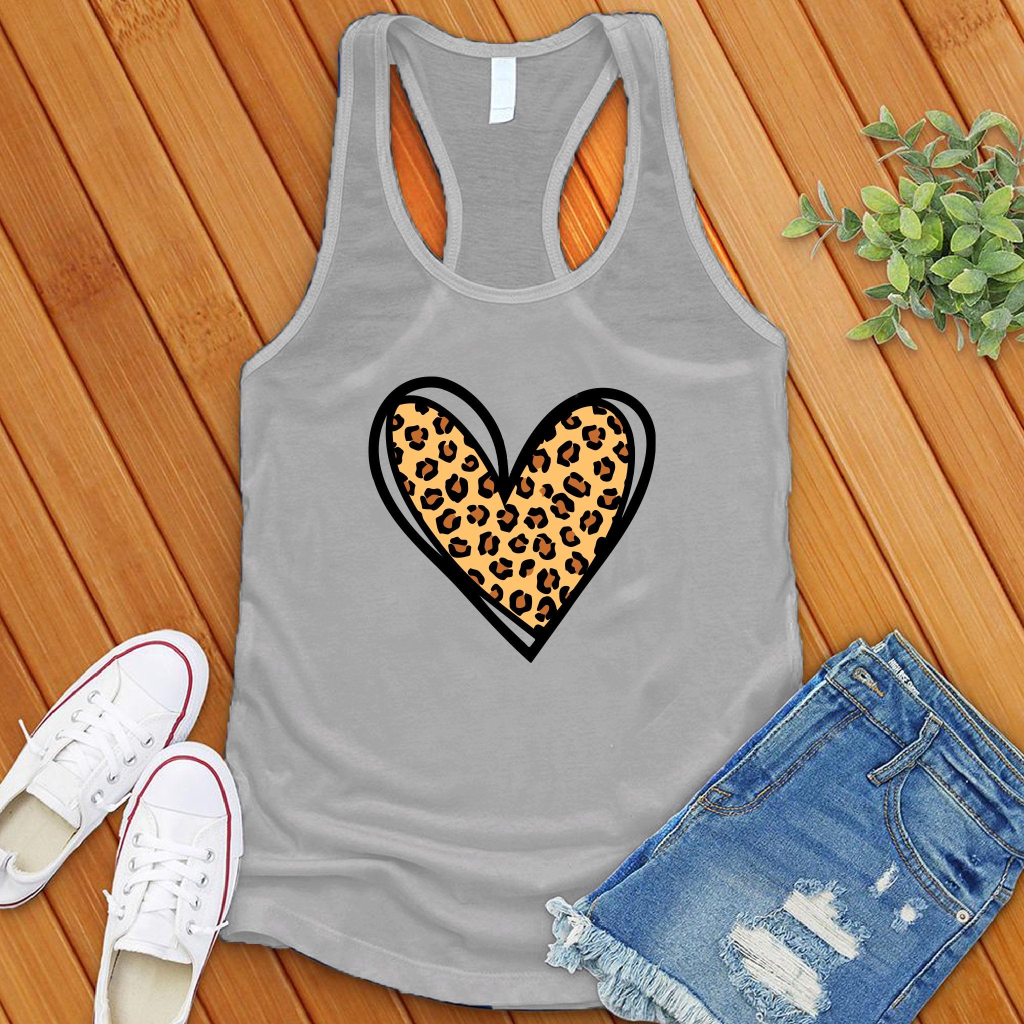 Leopard Print Cute Heart Women's Tank Top - Love Tees