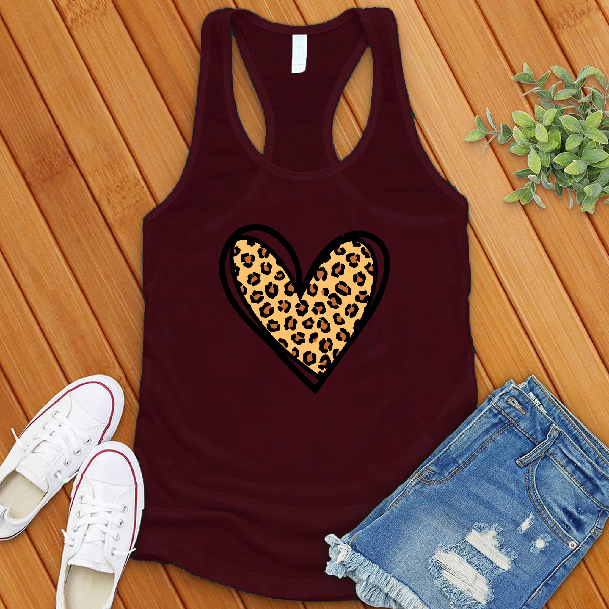 Leopard Print Cute Heart Women's Tank Top - Love Tees