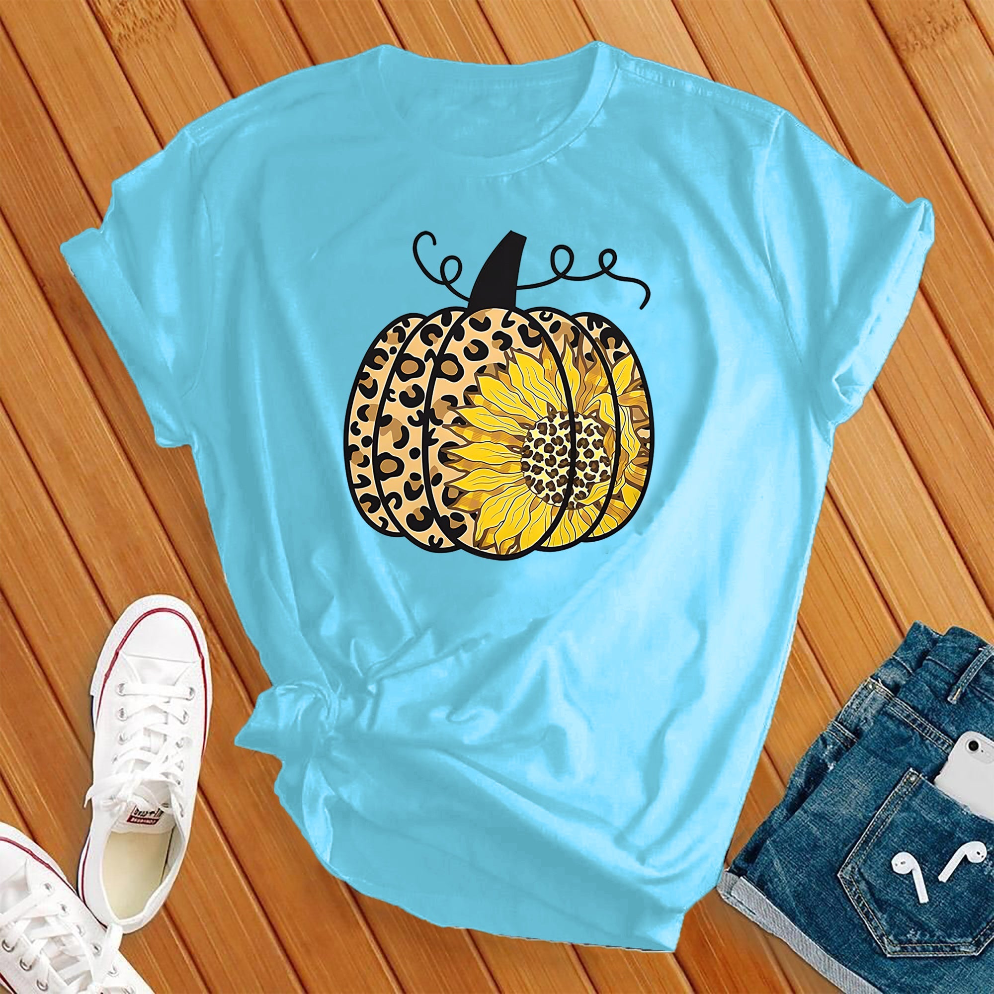 Leopard Pumpkin Sunflower Tee - Love Tees