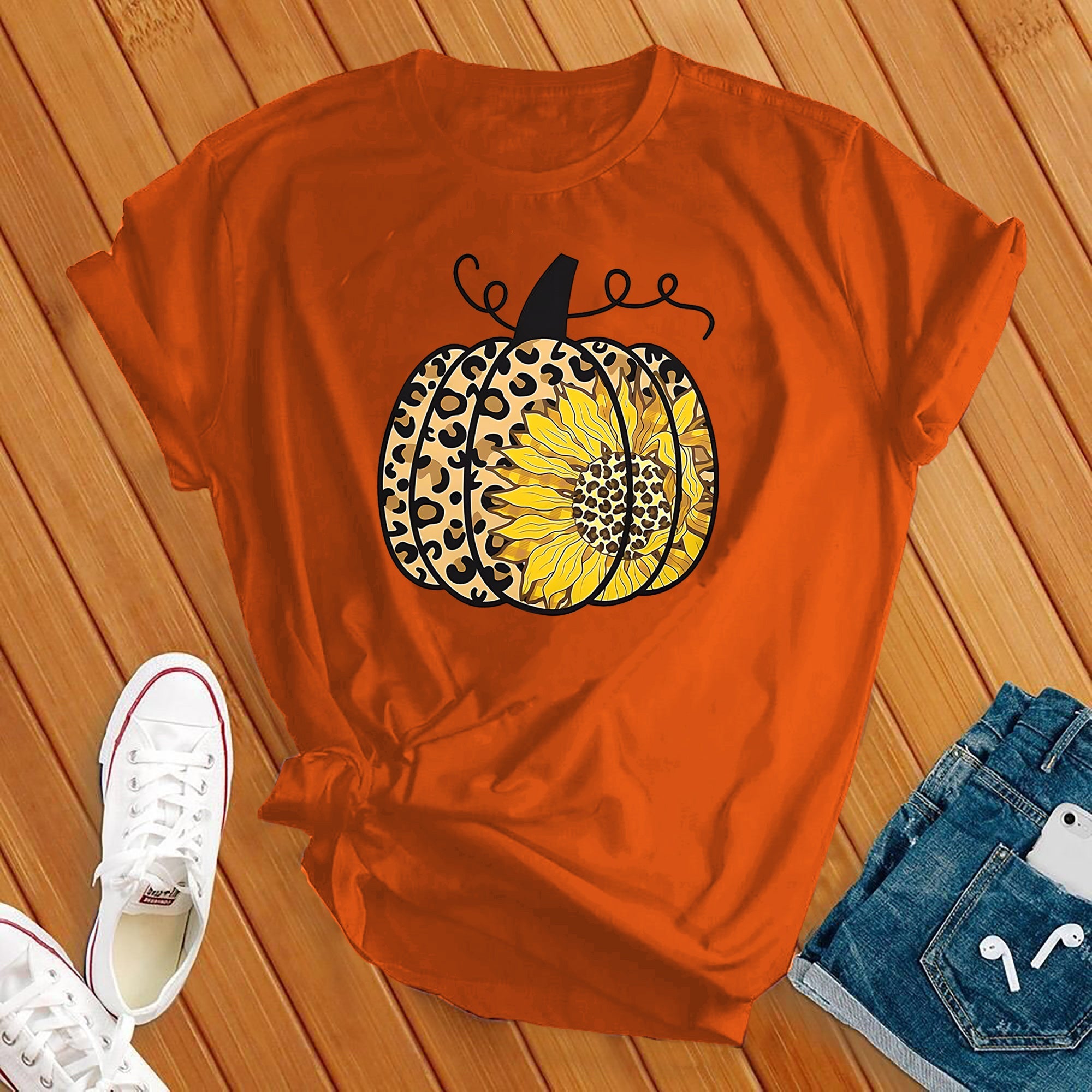 Leopard Pumpkin Sunflower Tee - Love Tees