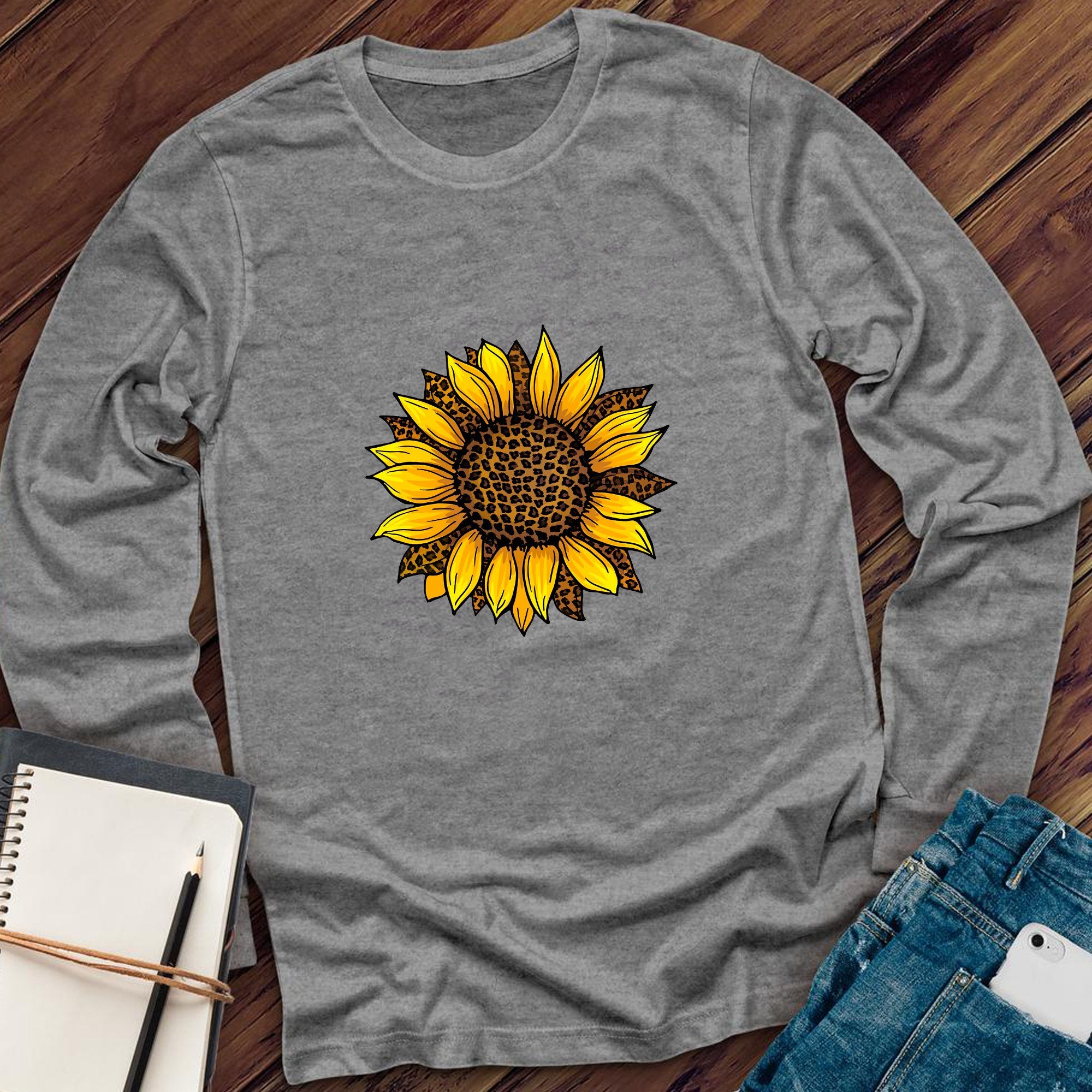 Leopard Sunflower Cute Long Sleeve - Love Tees