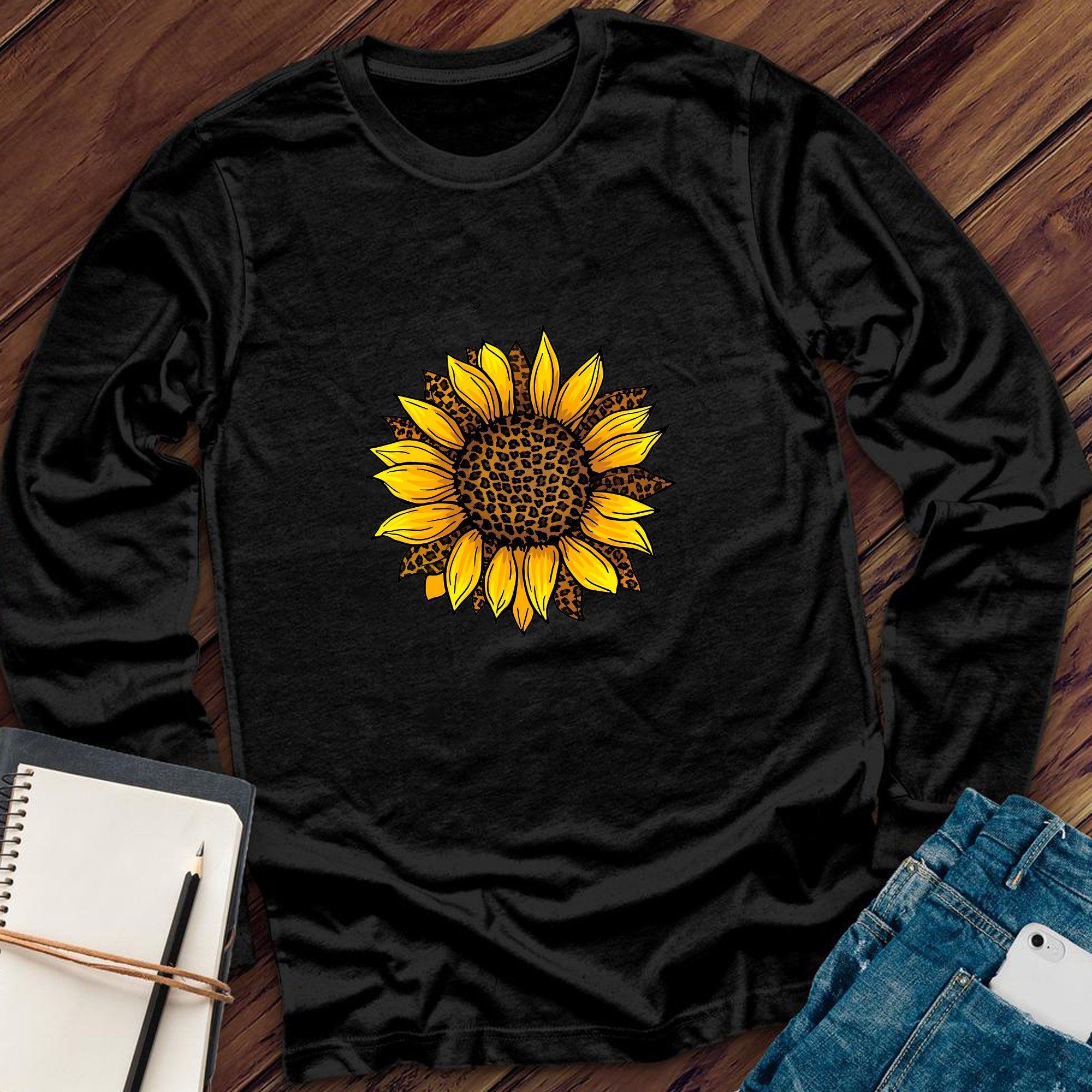 Leopard Sunflower Cute Long Sleeve - Love Tees