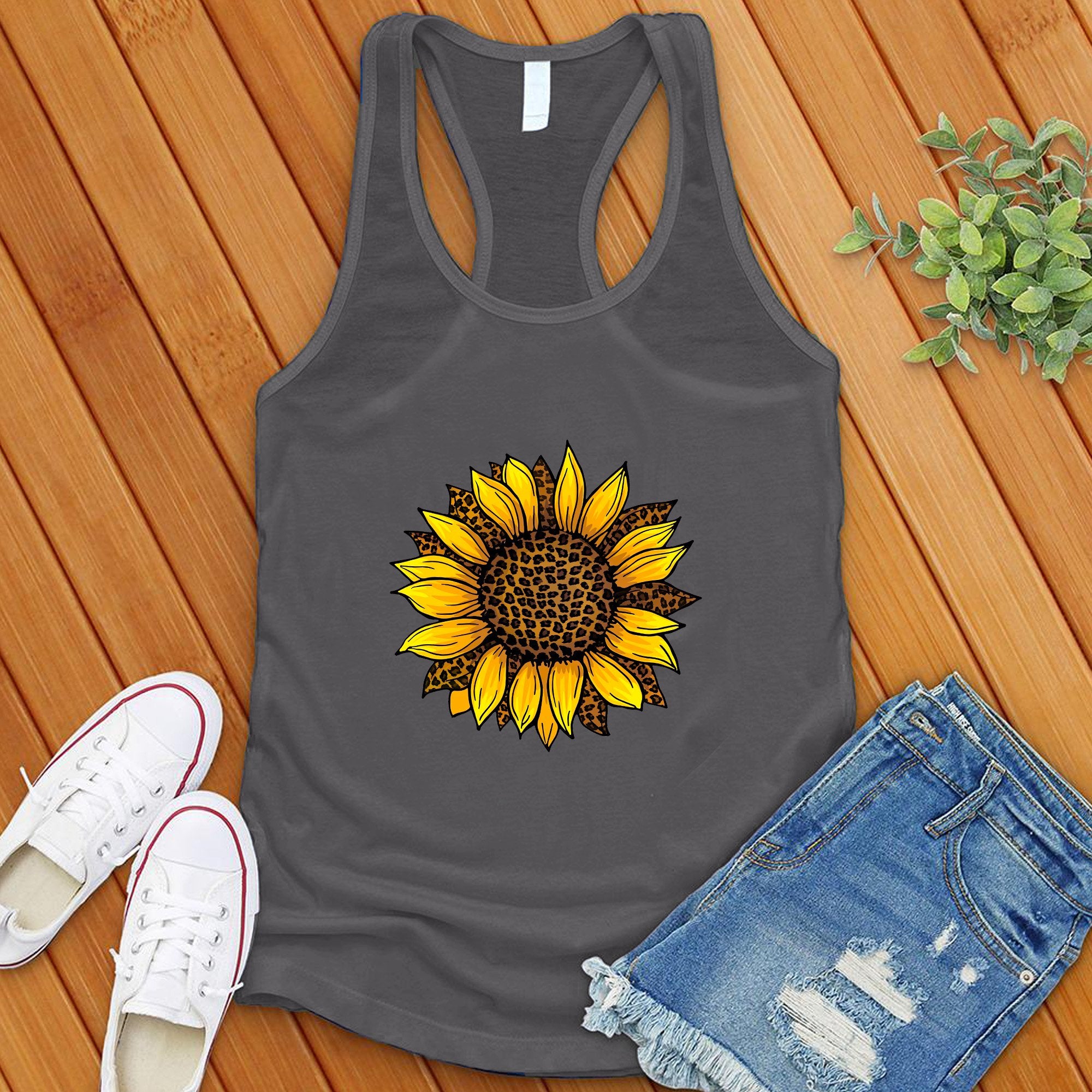 Leopard Sunflower Cute Women's Tank Top - Love Tees