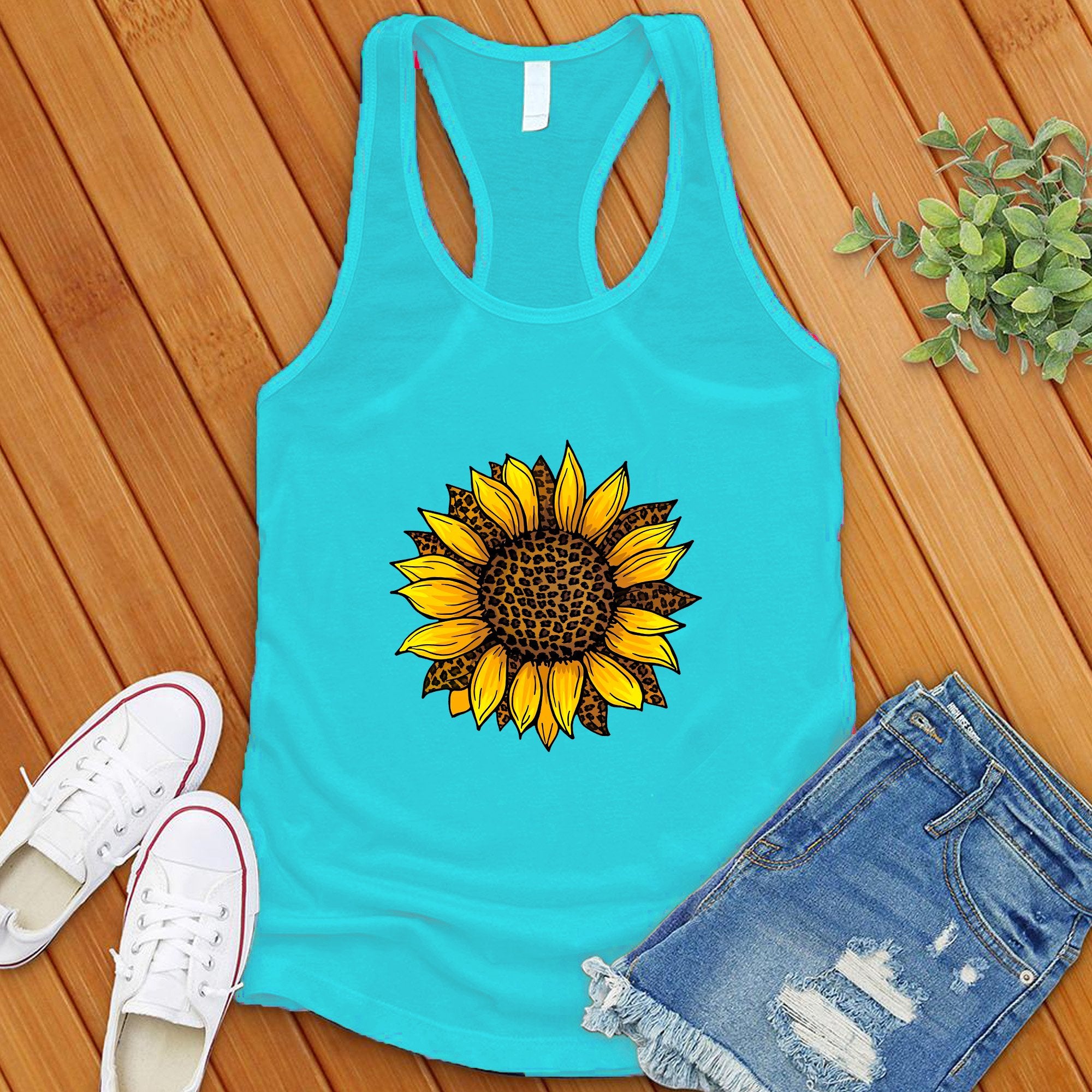 Leopard Sunflower Cute Women's Tank Top - Love Tees