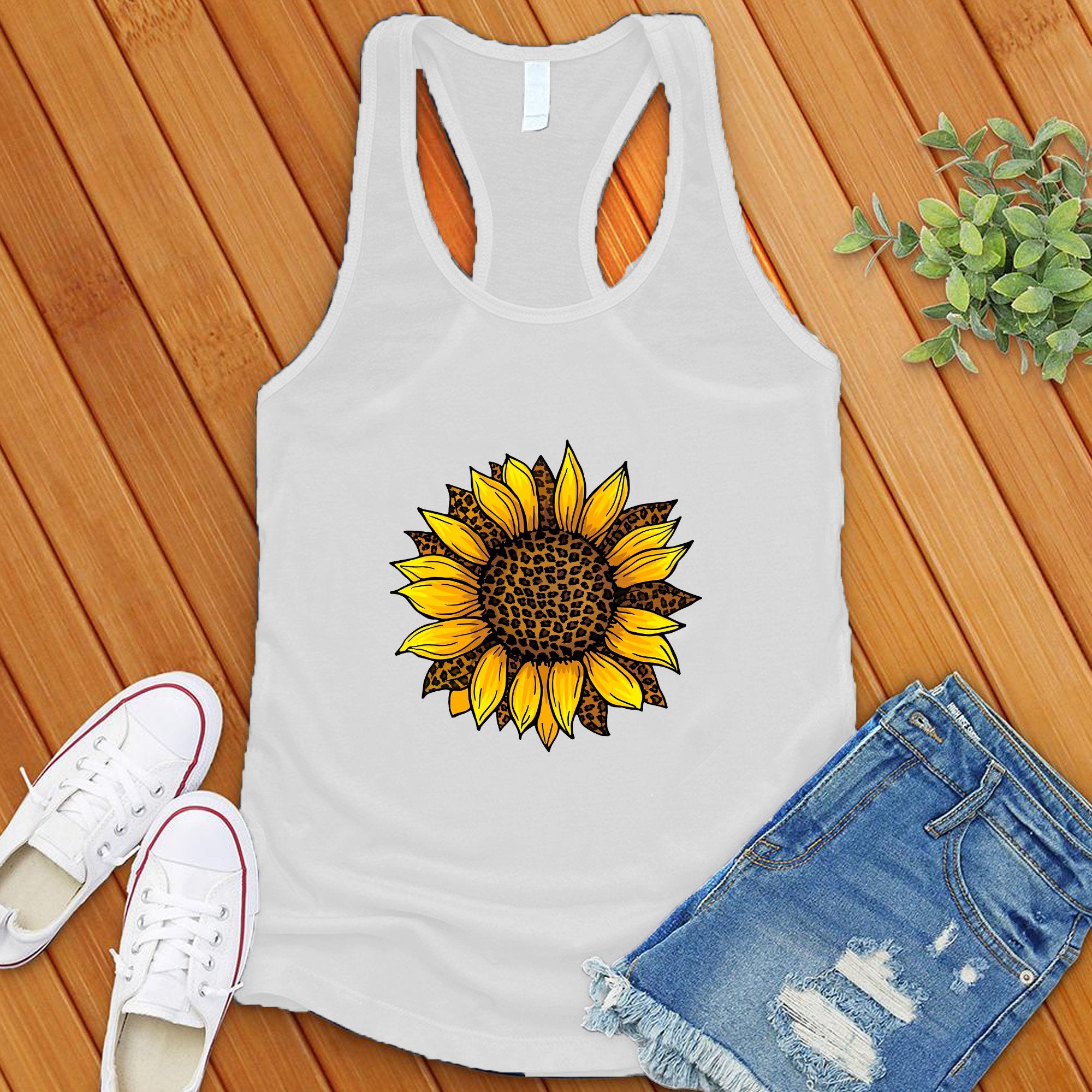 Leopard Sunflower Cute Women's Tank Top - Love Tees