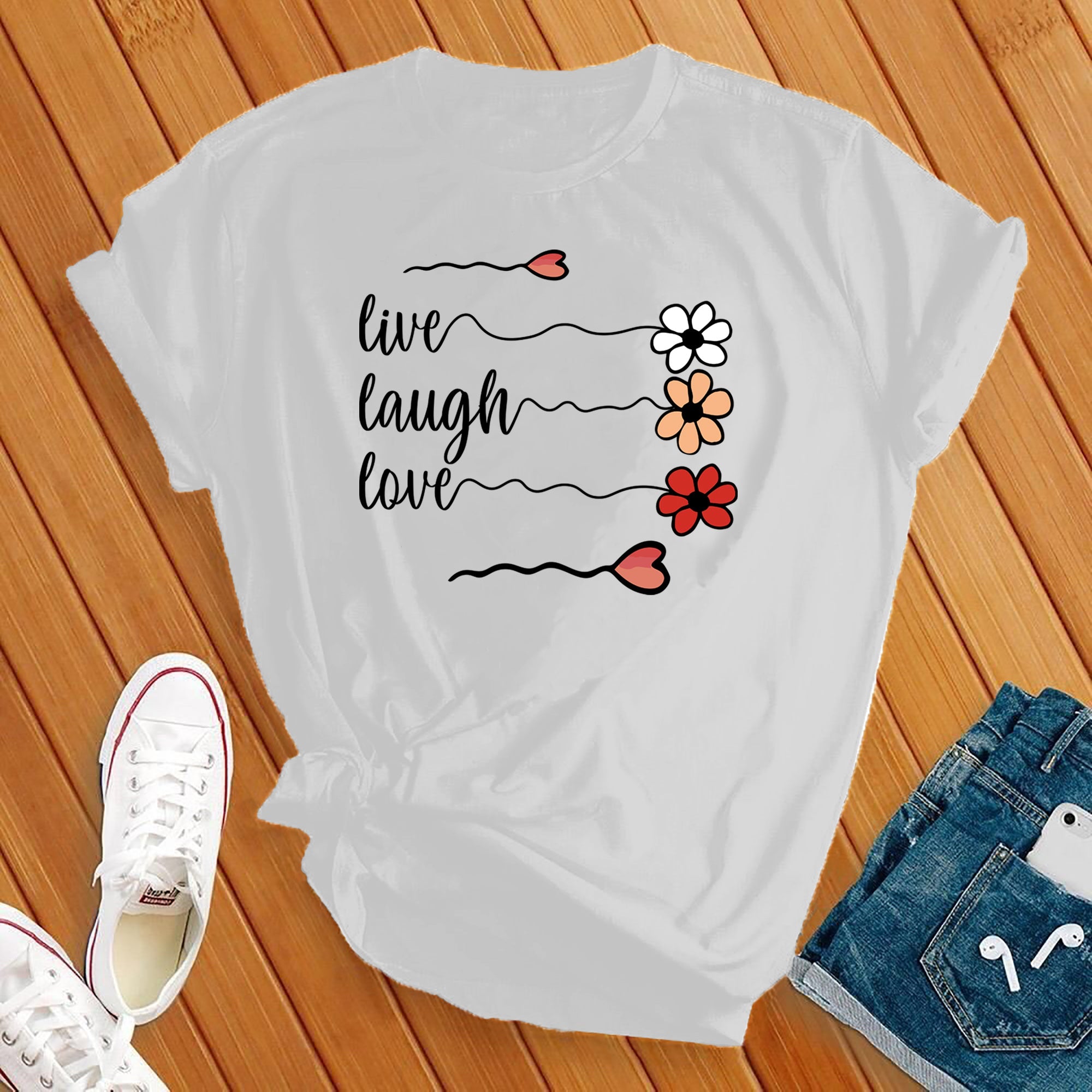 Live Laugh Love Flowers Tee - Love Tees