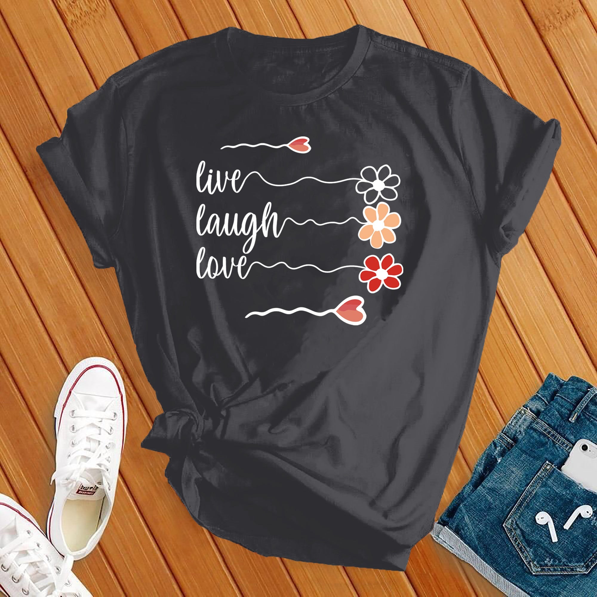 Live Laugh Love Flowers Tee - Love Tees