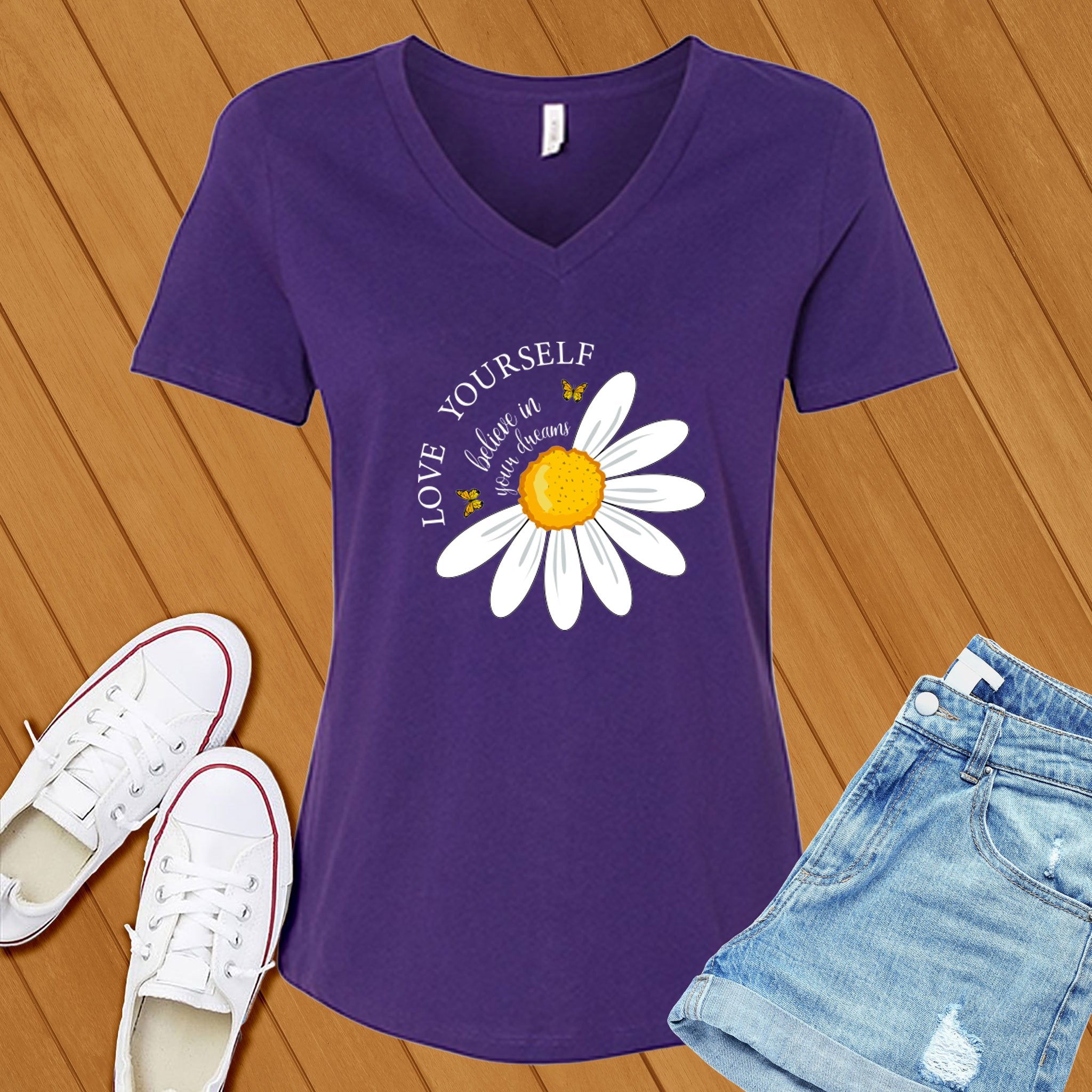 Love Yourself, Believe in Your Dreams V-Neck - Love Tees