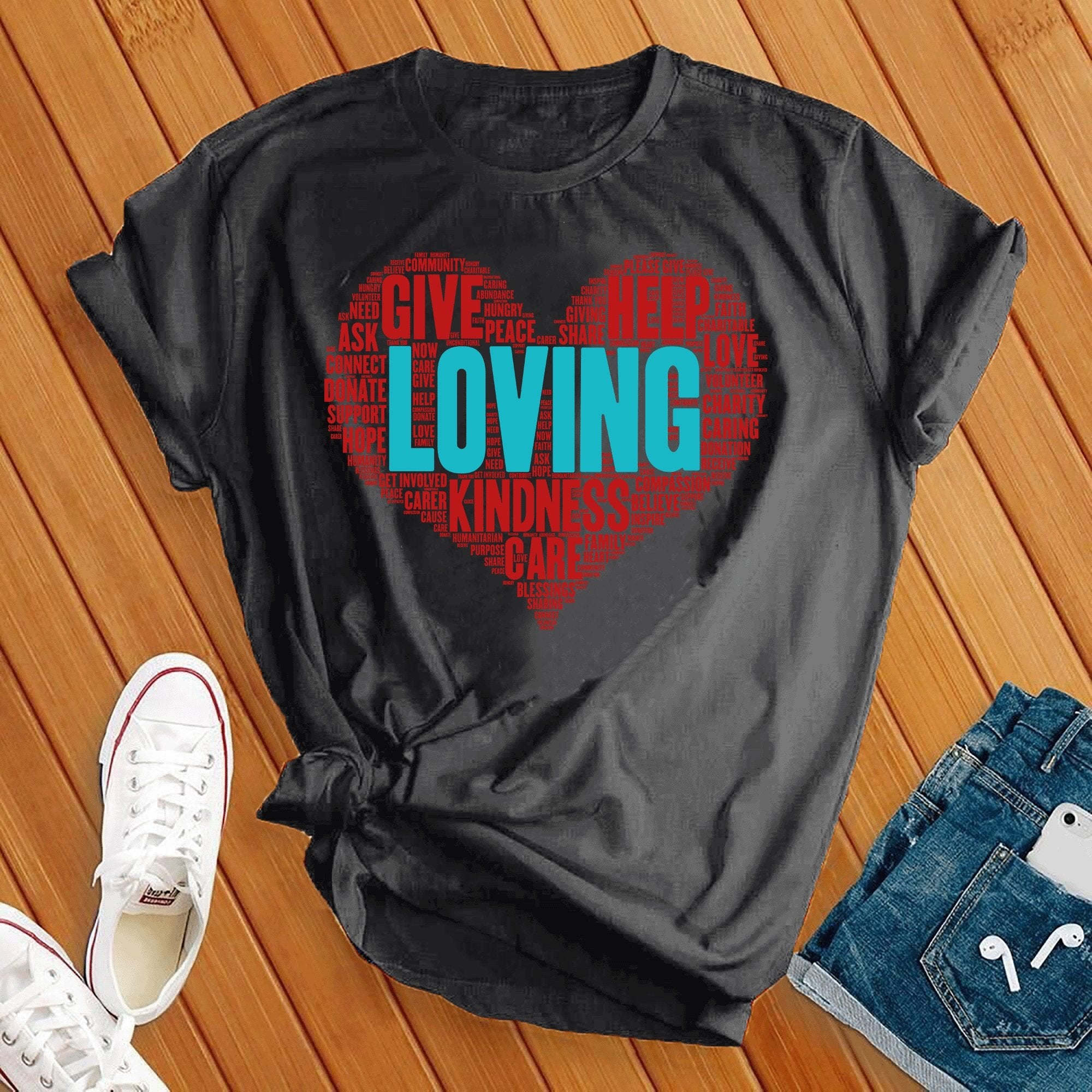 Loving Heart Wordart Tee - Love Tees